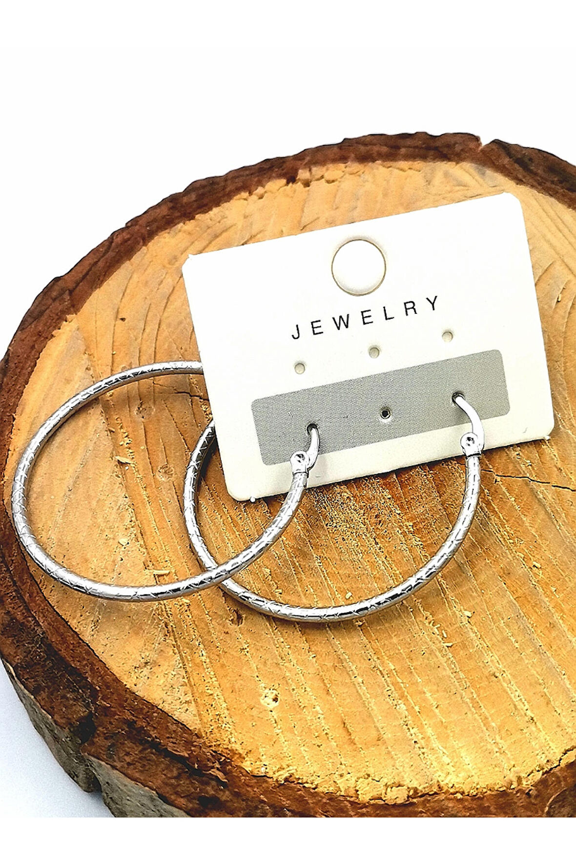 Çelik Gümüş Renk  Halka Küpe Çap 4 cm