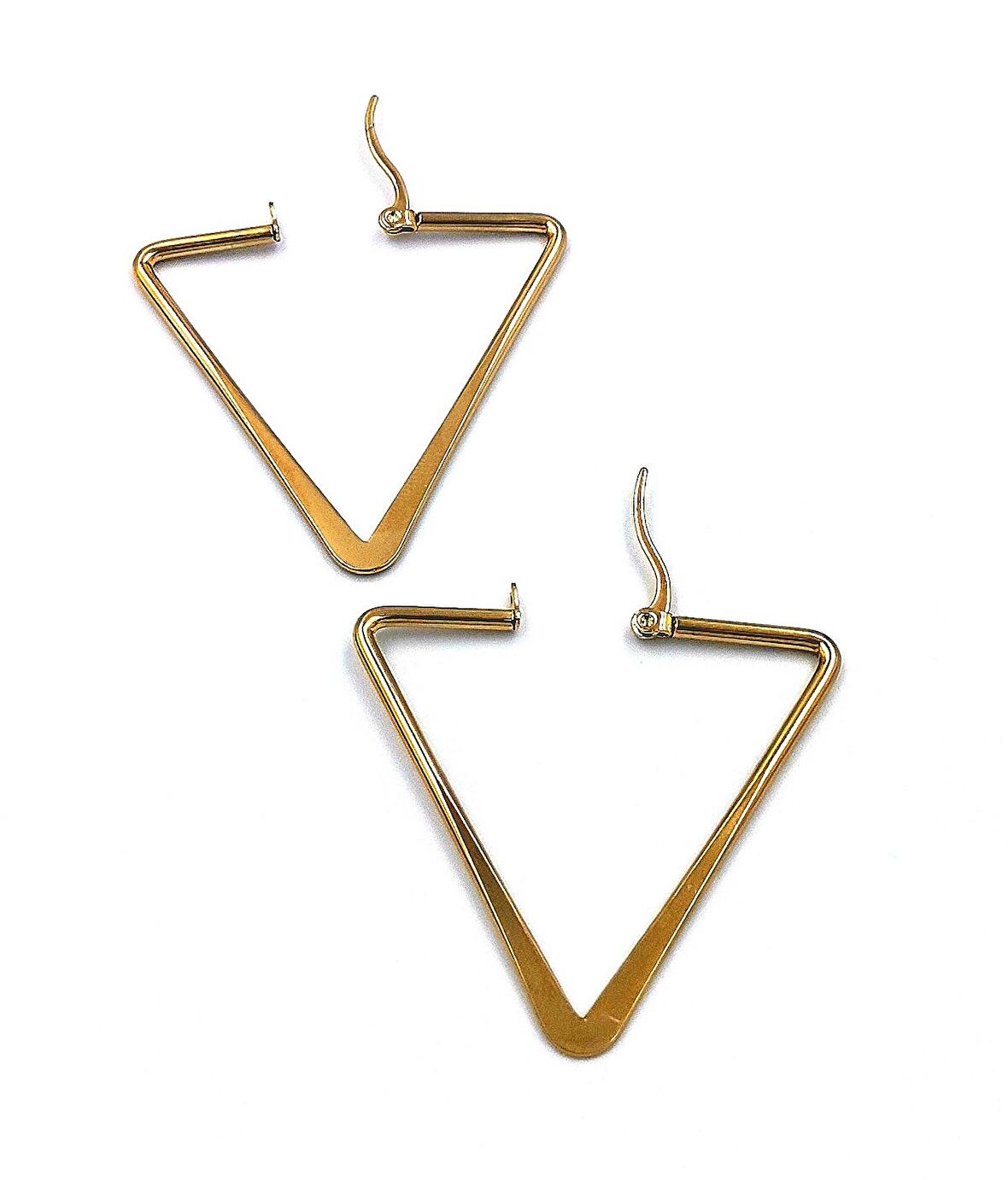 316 L Çelik Gold Renk  Üçgen Figürlü  Küpe Çap  4 cm