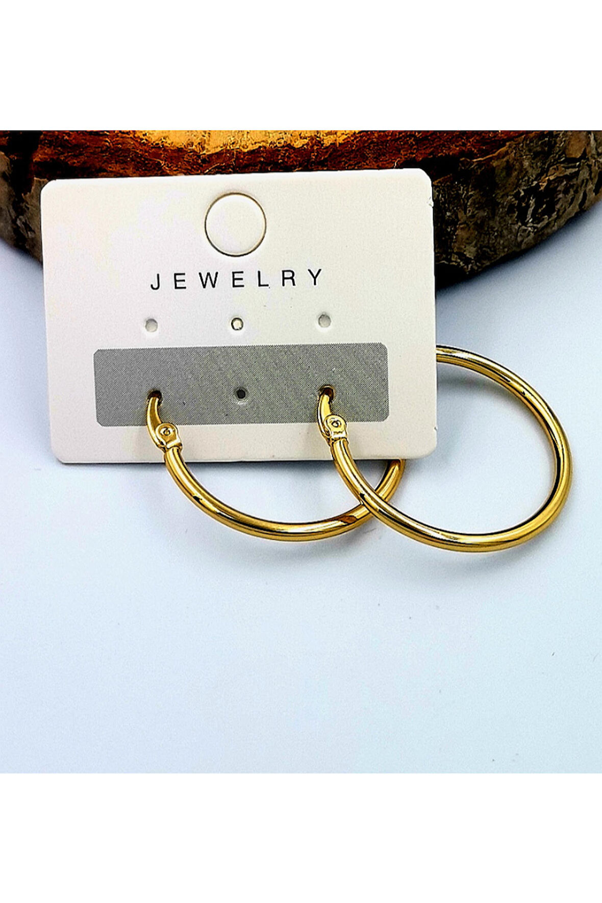 Çelik Gold Renk  Halka Küpe Çap 2,5 cm