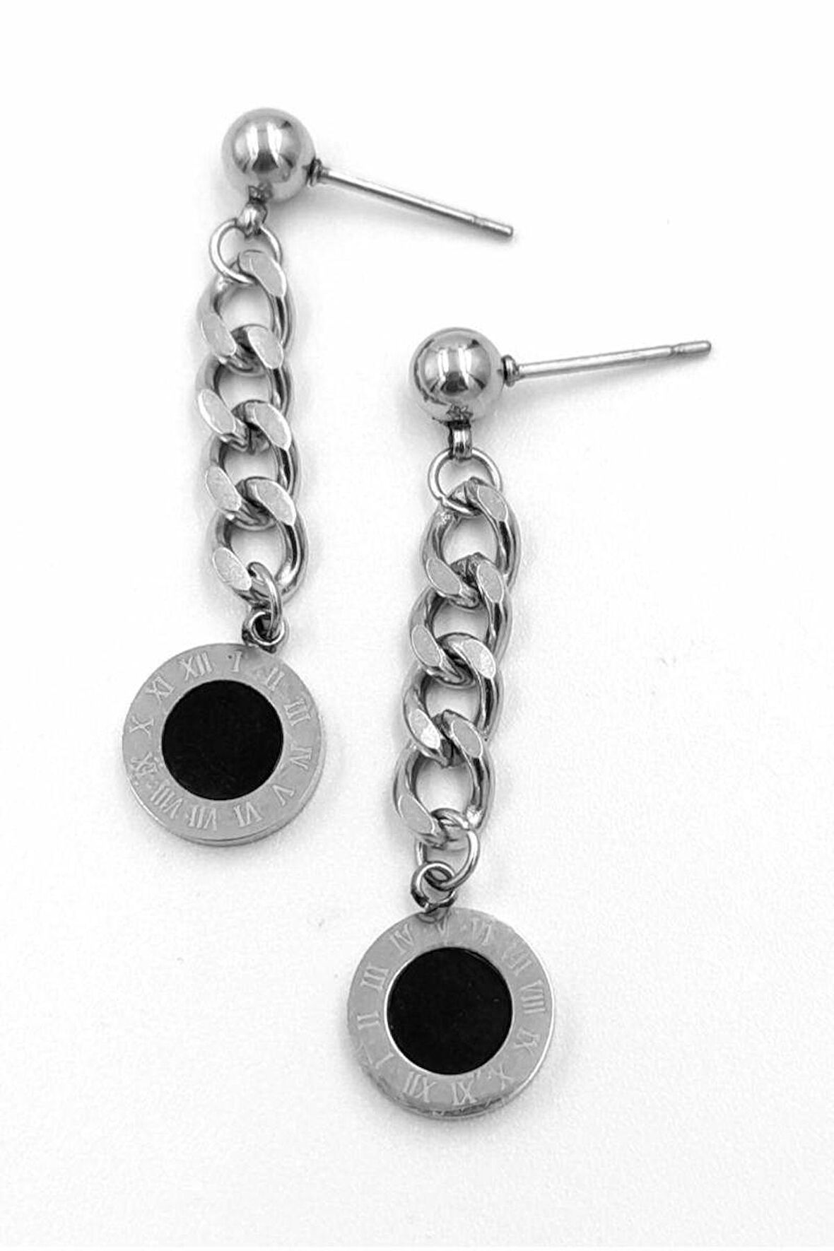 Gümüş Renk Sallantılı Çelik Küpe