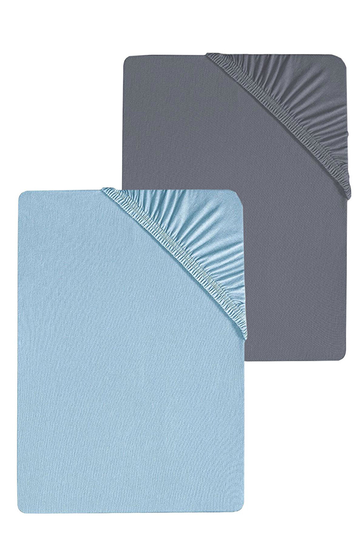 2 Adet Düz Pamuklu Tek Kişilik 80 x 200 x 30 cm Lastikli Penye Çarşaf