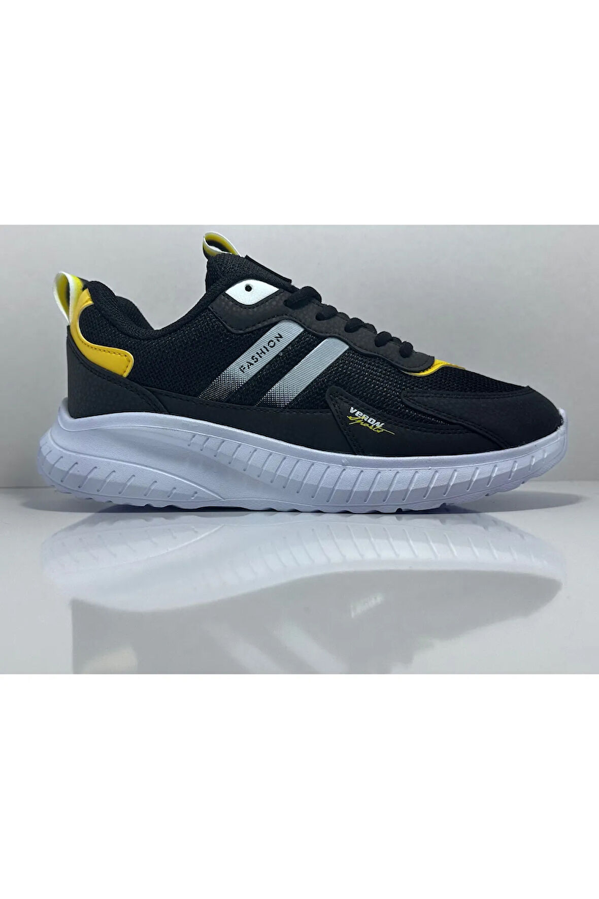 Ayaktarz Veron 015 Siyah-Sarı Günlük Bağcıklı Çocuk Spor Ayakkabı