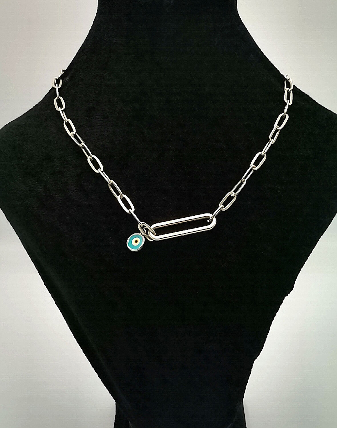 Gümüş Zincir  Nazar Boncuğu Figürlü Kolye