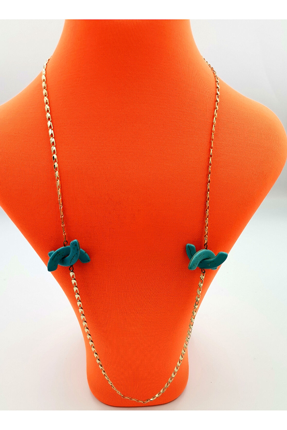 Gold Renk Zincir Figürlü Kararmaz Özel Tasarım Kolye