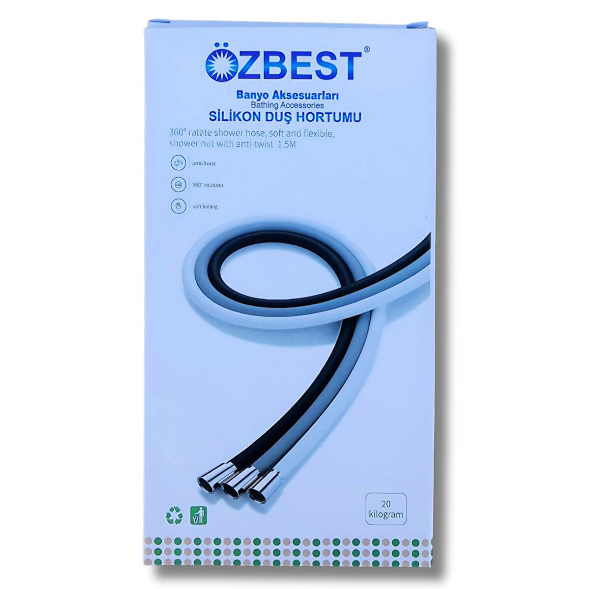 Özbest Silikonlu Duş Hortumu Beyaz 1.5m