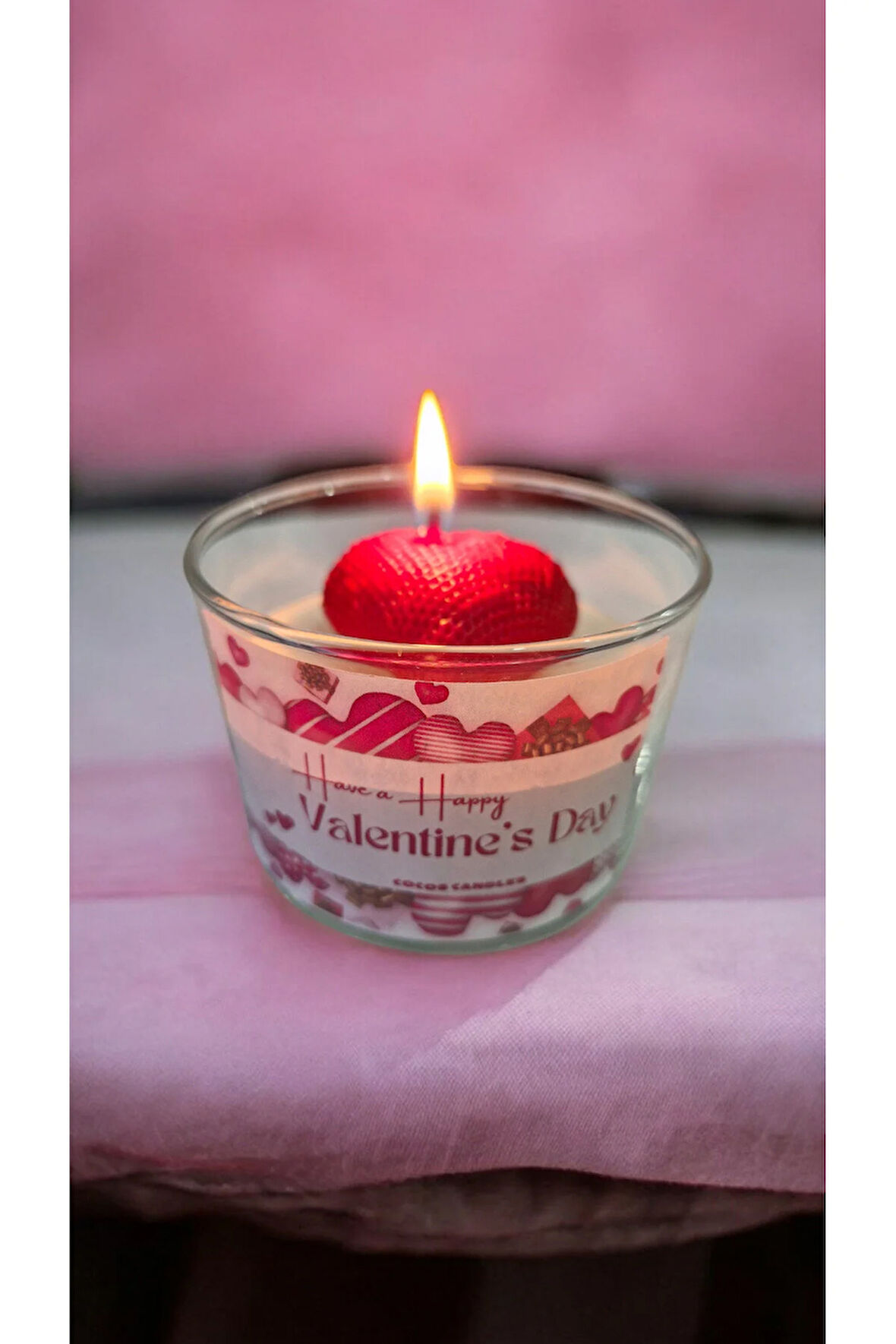 Sevgililer Gününe Özel Lavanta Kokulu %100 Doğal Soya Mum