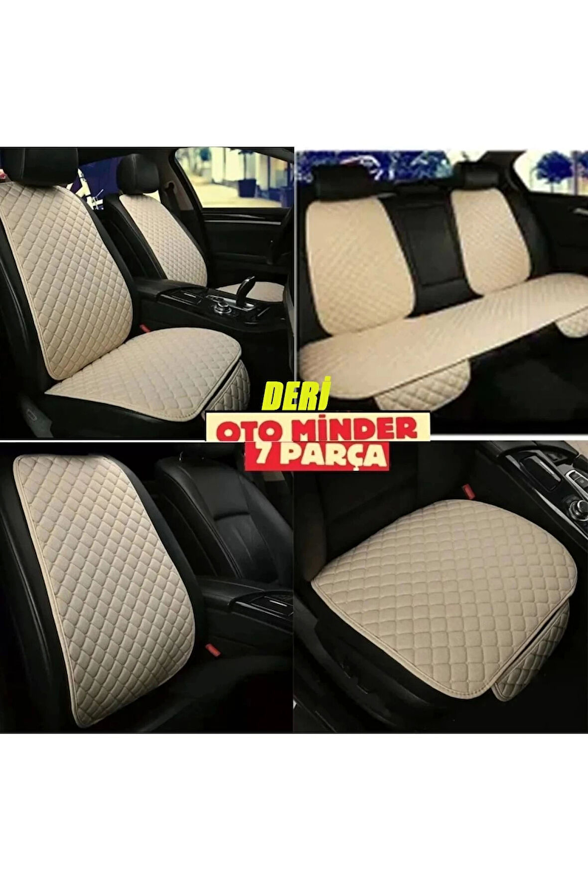 Audi A2 Koltuk Deri Minderi 7 Parça Ön Ve Arka Oturak Sırt Dayama Minder Bej-bej