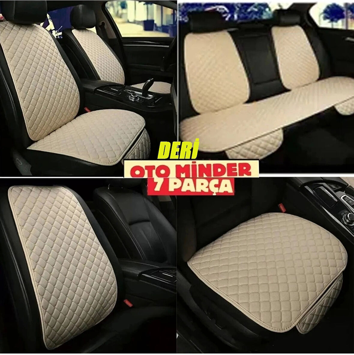 Nissan Patrol Koltuk Deri Minderi 7 Parça Ön Ve Arka Oturak Sırt Dayama Minder Bej-bej