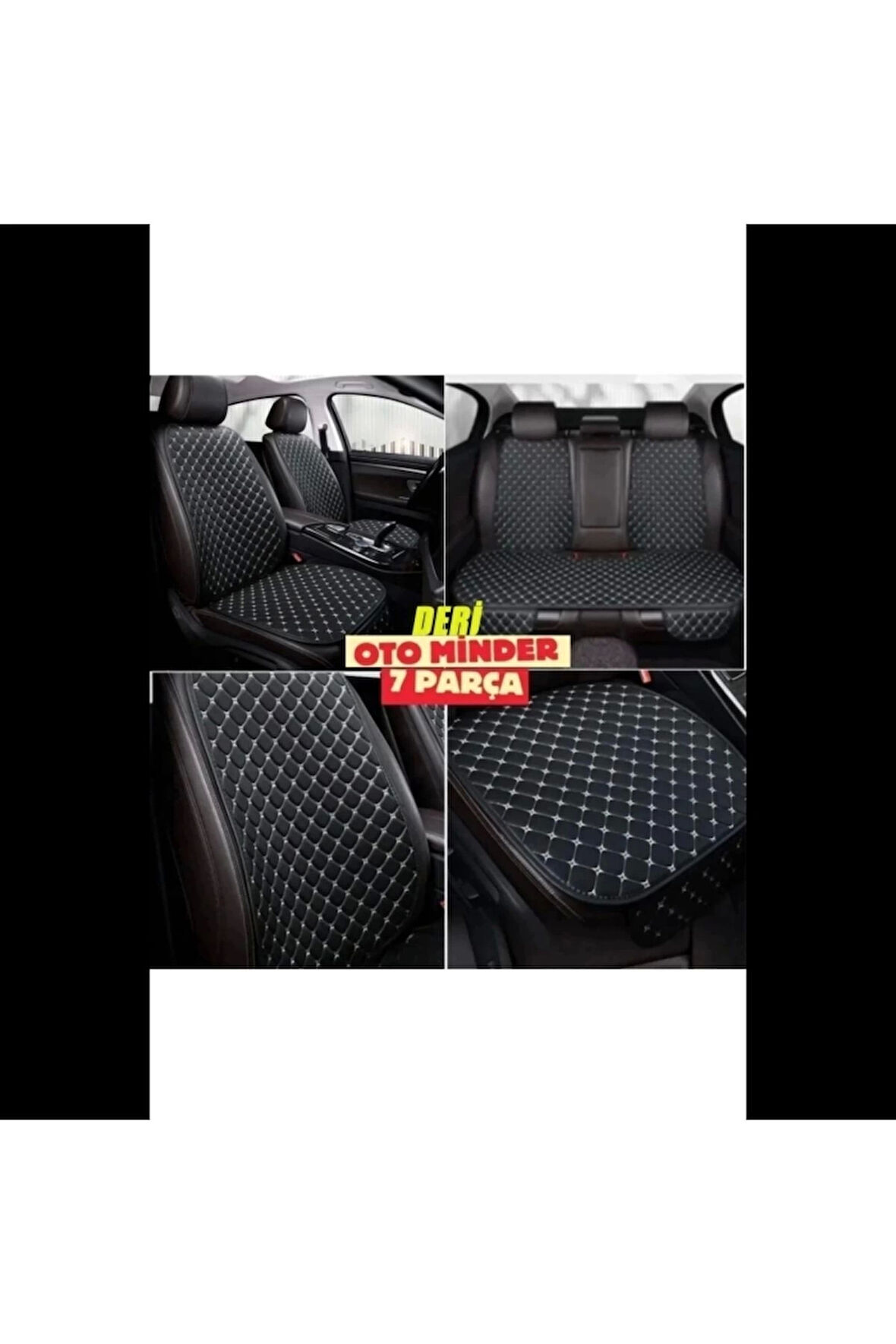 Tiggo8 Pro Max. Koltuk Deri Minderi 7 Parça Ön Ve Arka Oturak Sırt Dayama Minder siyah-beyaz