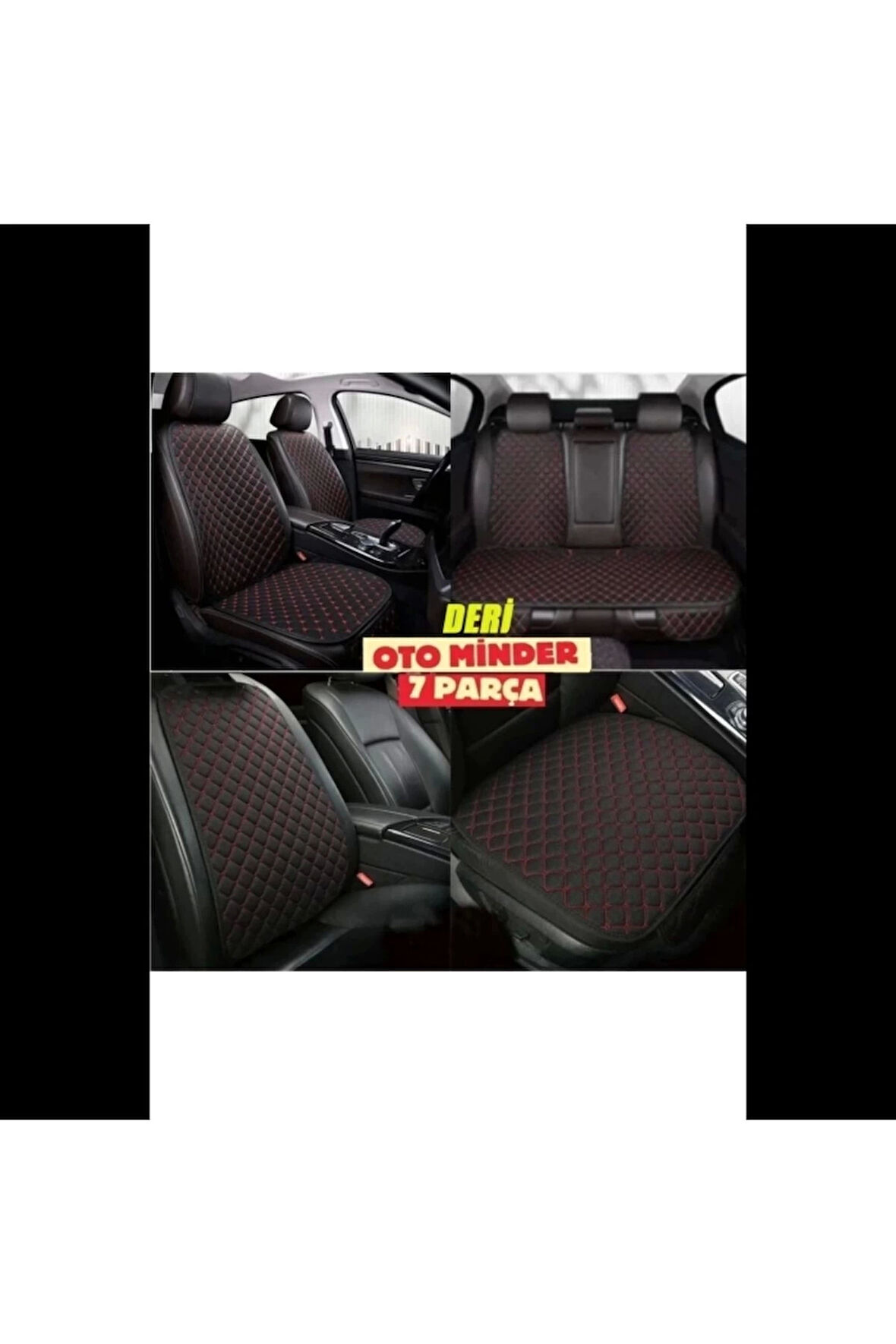 Chery TIGGO7 PRO Koltuk Deri Minderi 7 Parça Ön Ve Arka Oturak Sırt Dayama Minder siyah-kırmızı