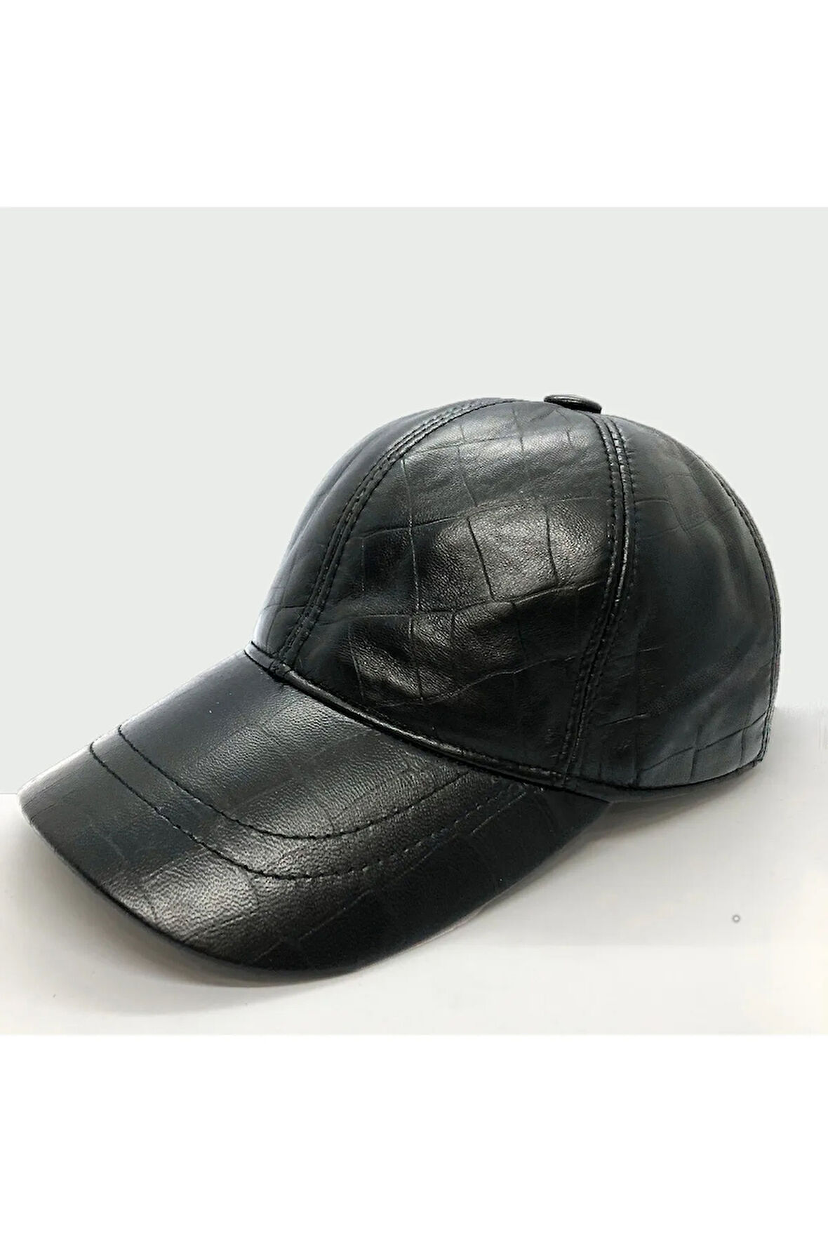 Siyah Timsah Baskı Unisex Deri Beyzbol Şapka