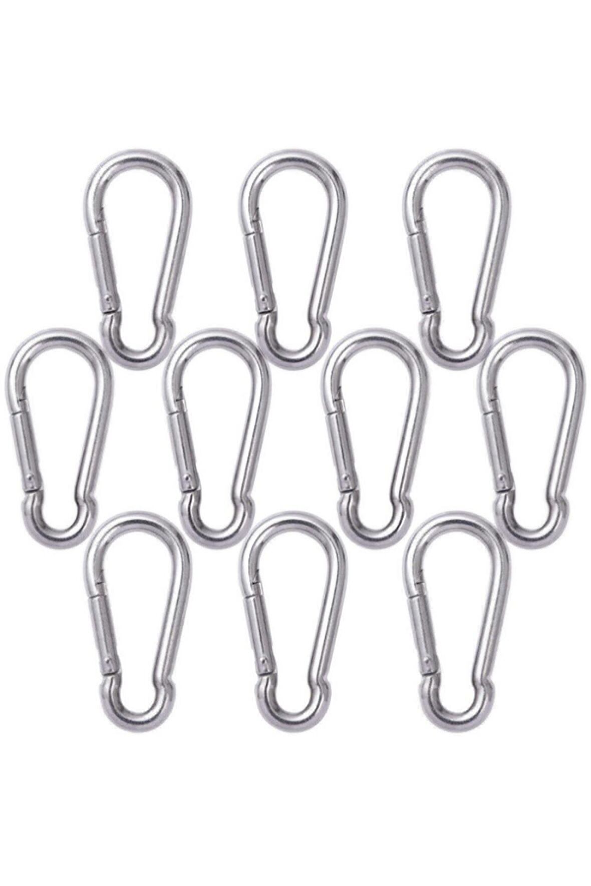 Düz Yaylı Karabina Kanca 6x60 mm 10 Adet Güvenilir Dayanıklı Galvaniz Tırmanış Tutkunlarına