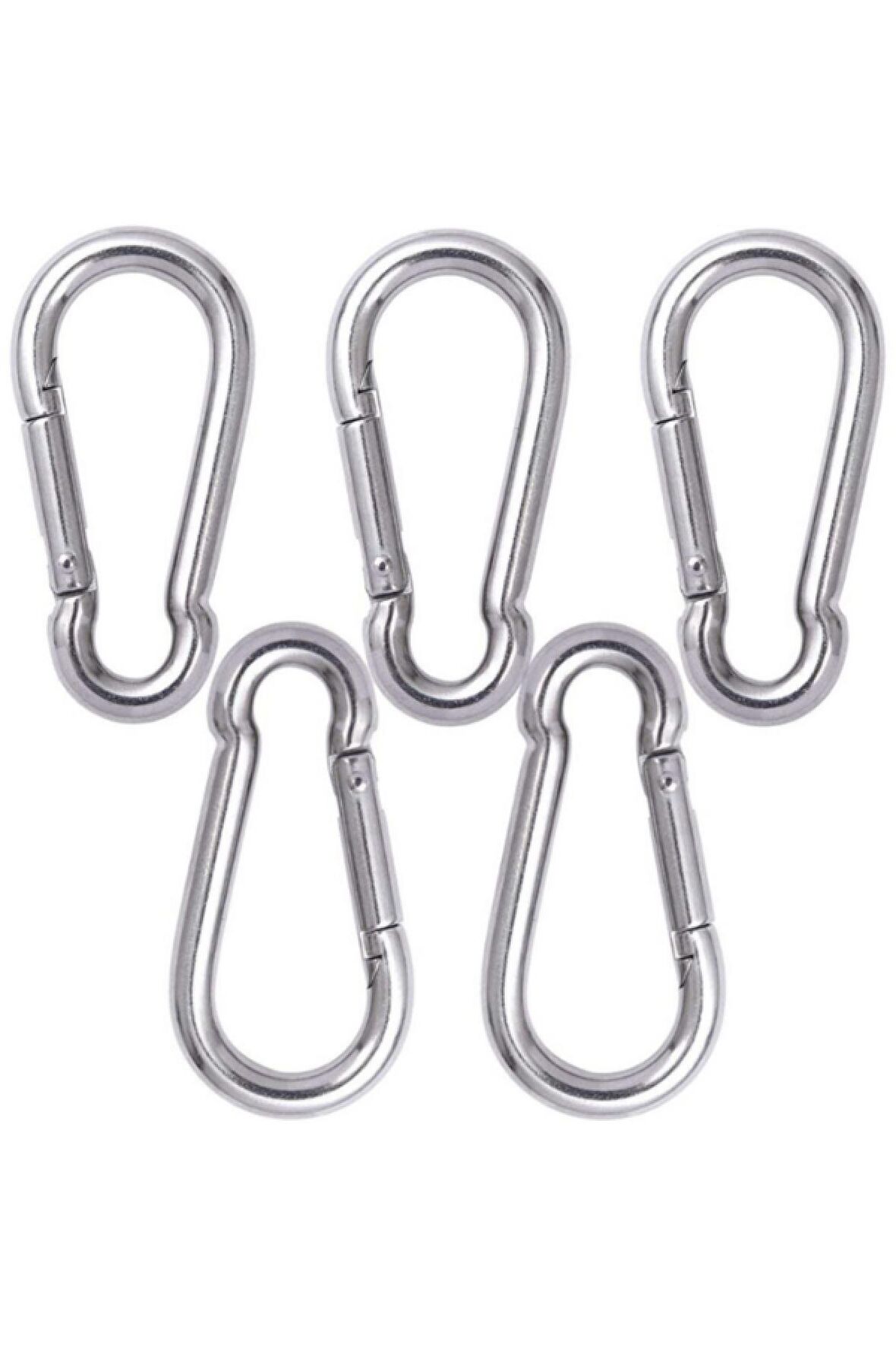 Düz Yaylı Karabina Kanca 11x120 mm 5 Adet Güvenilir Dayanıklı Galvaniz Tırmanış Tutkunlarına