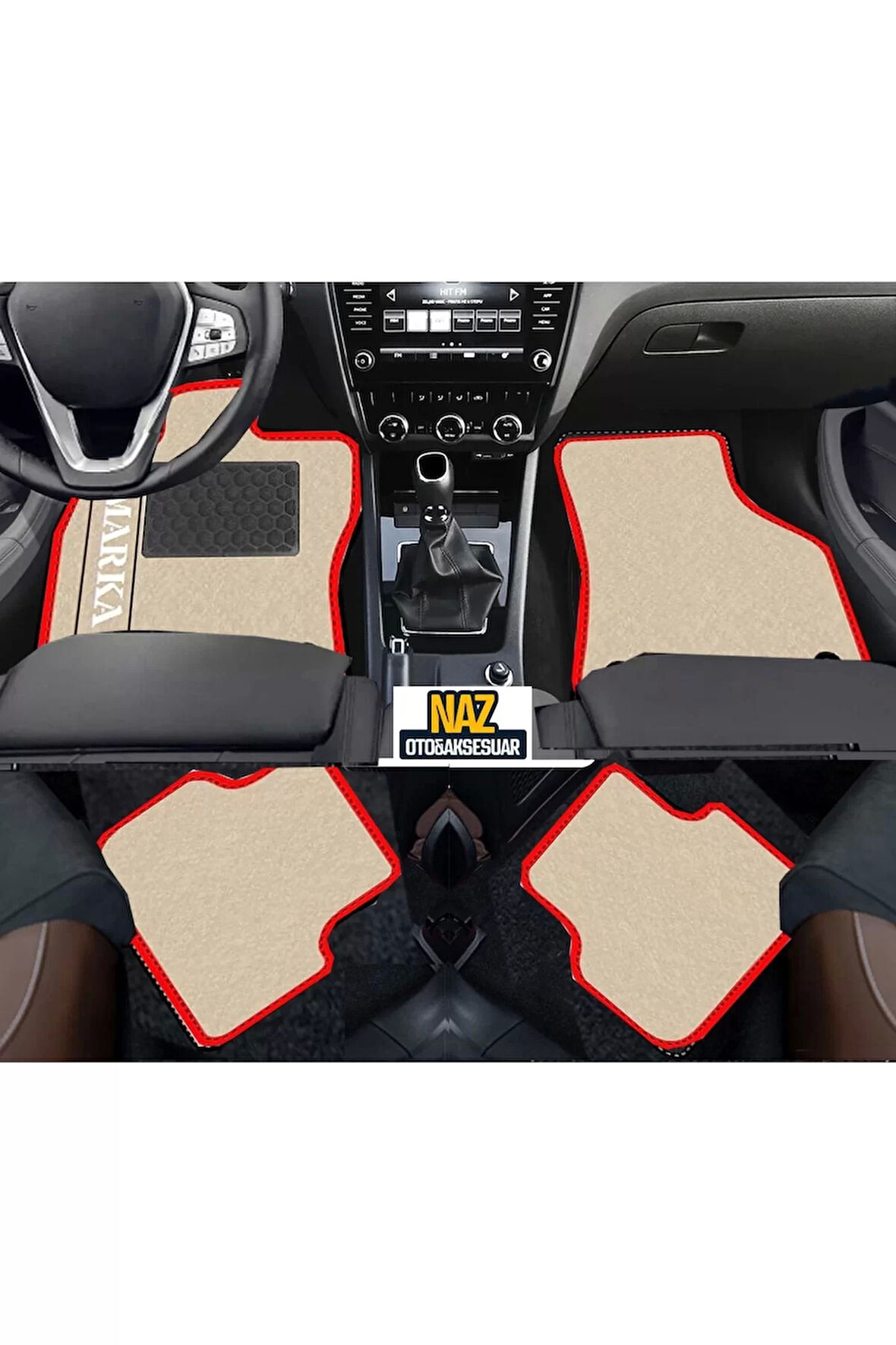 HYUNDAİ SANTAFE CM 2006-2012 -5KİŞİLİK   Bej Halı Kırmızı Kenar  Petek Topuk