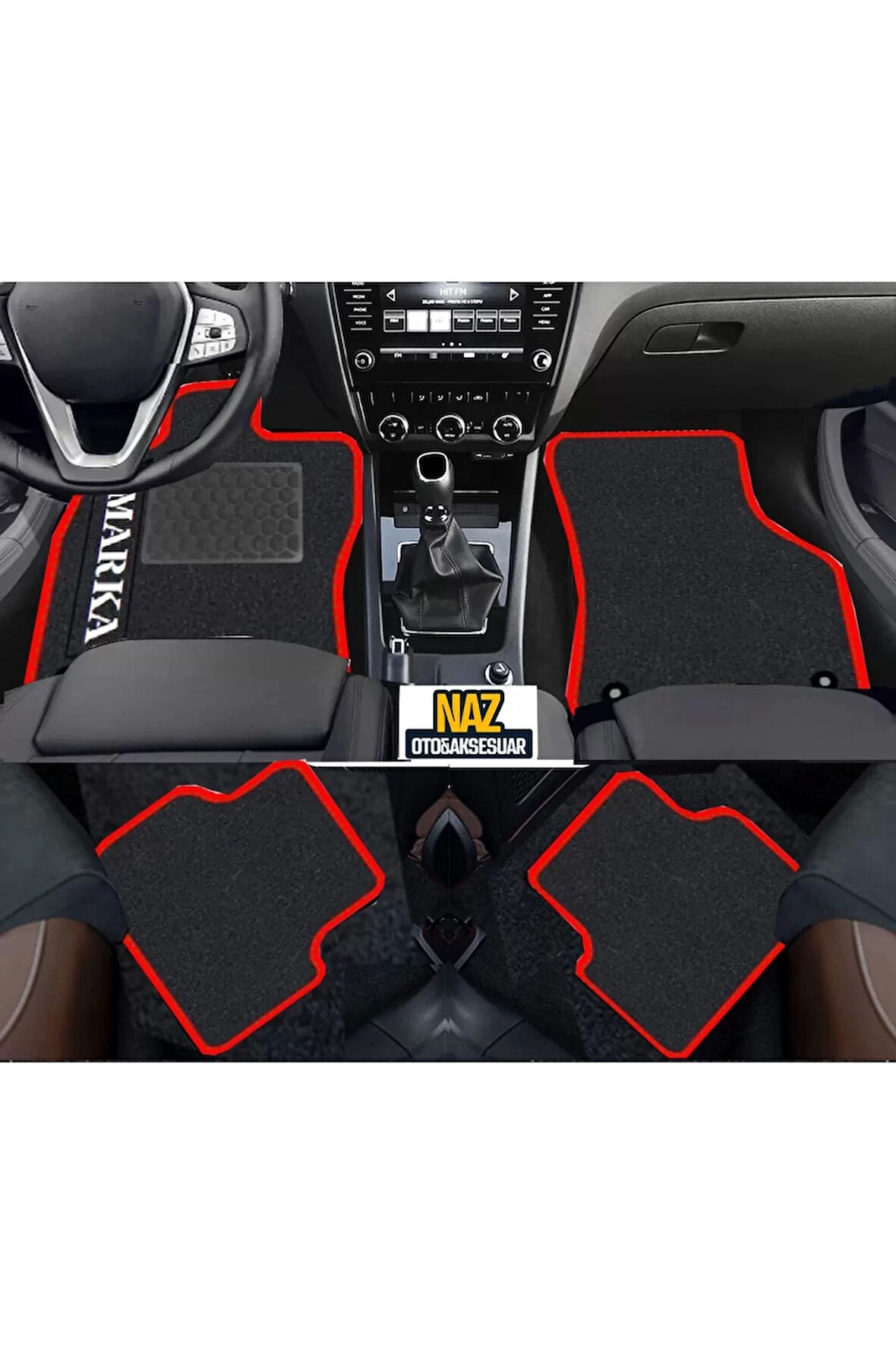 WOLKSWAGEN  PASSAT B7 2011-2014     Siyah Halı Kırmızı Kenar Petek Topuk