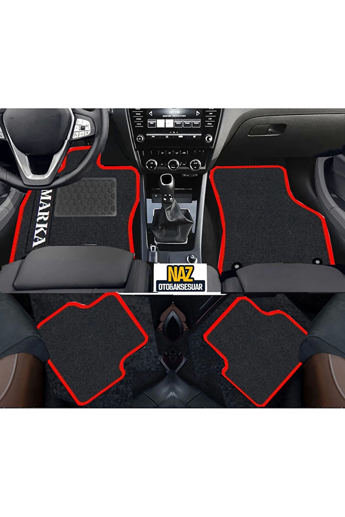 VOLKSWAGEN TOUAREG 2002-2010    Siyah Halı Kırmızı Kenar Petek Topuk