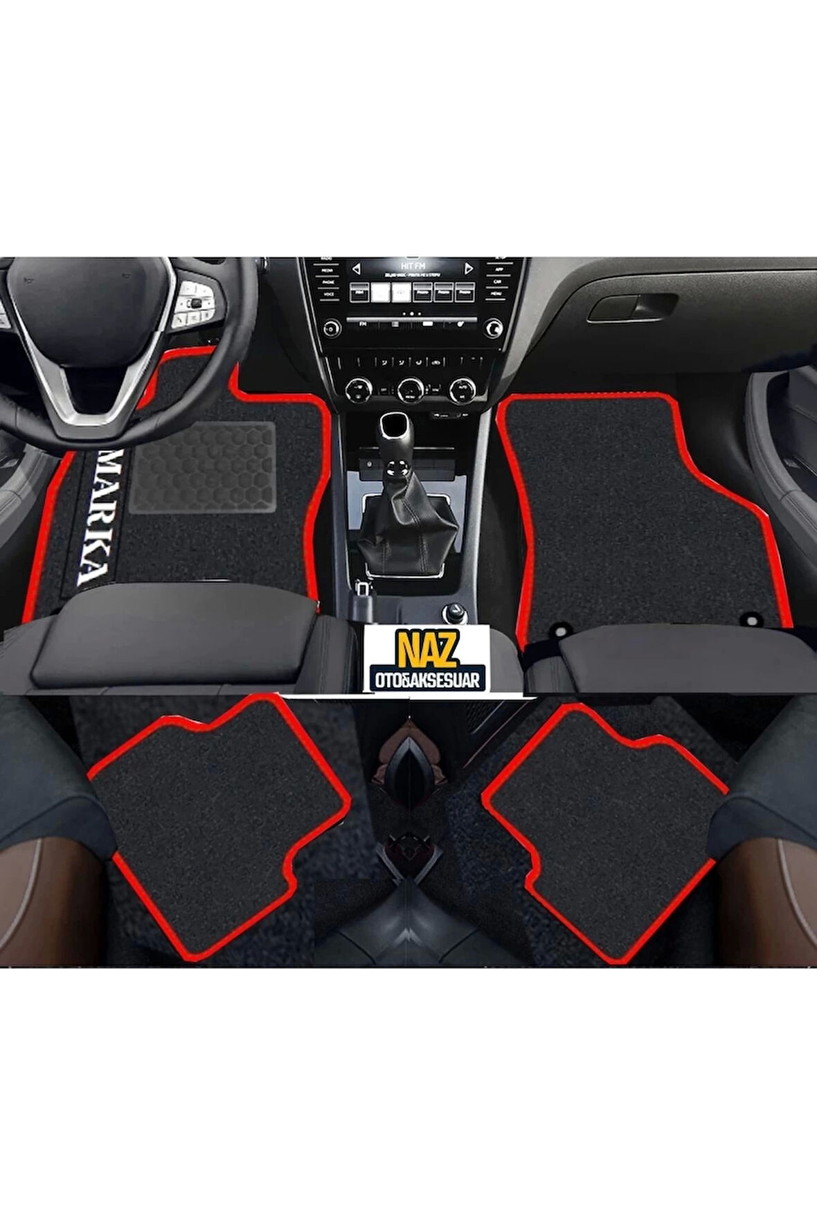 FORD KA 1996-2008    Siyah Halı Kırmızı Kenar Petek Topuk