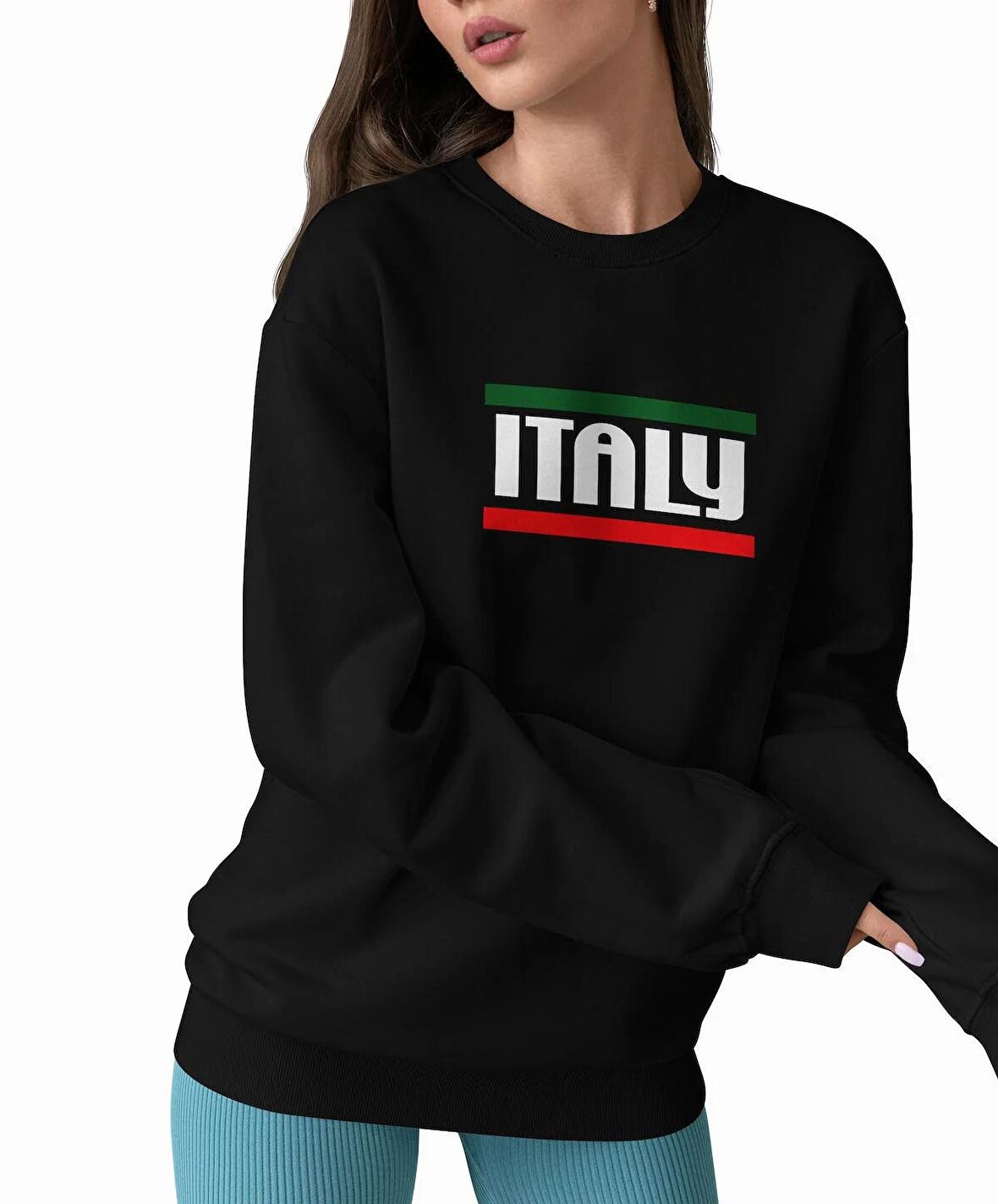 PROSPETTIVA KADIN SİYAH ITALY / İTALYA SYMBOL SYMBOL SWEATSHIRT