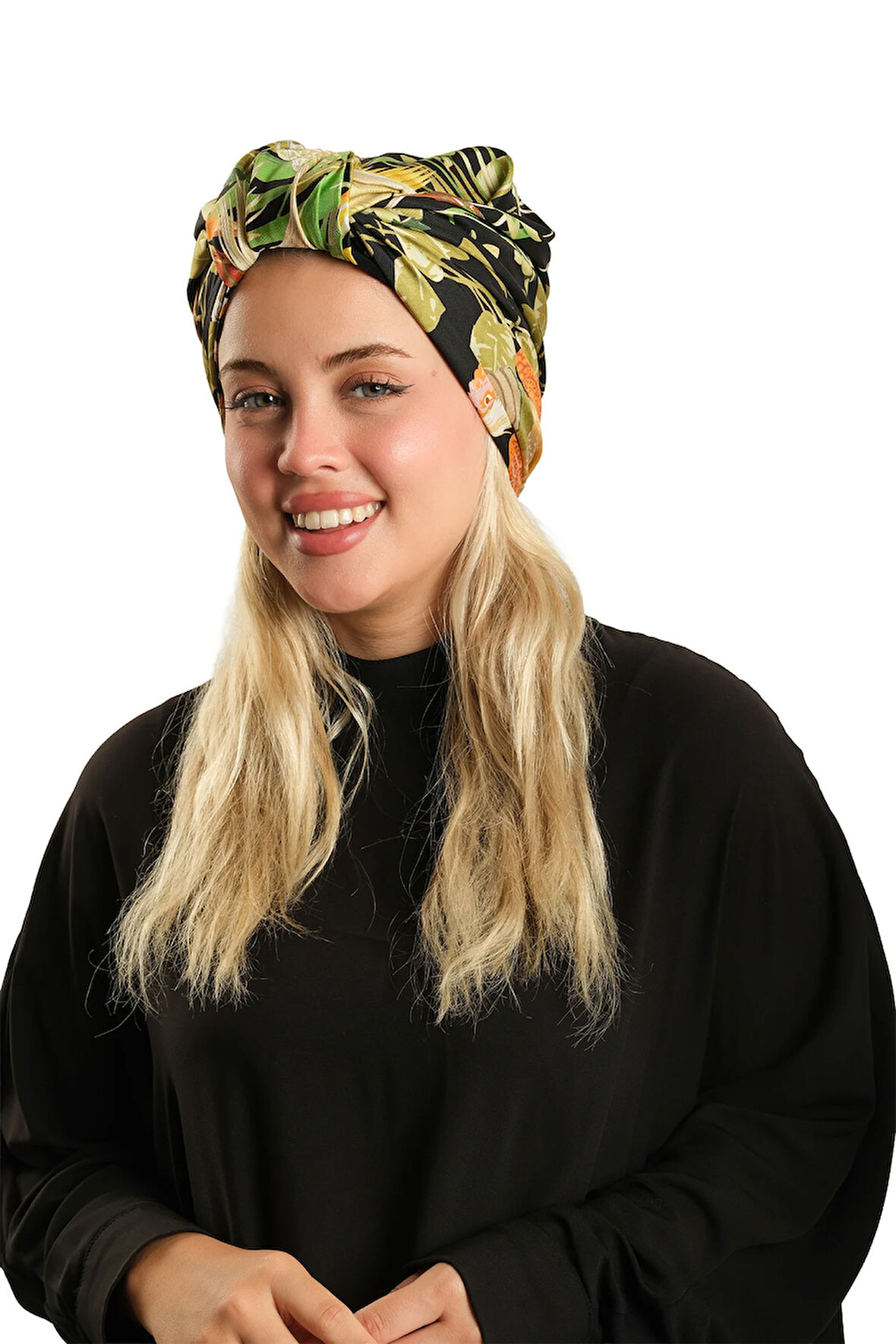 Haki Pratik Hazır Geçmeli Tesettür Bone İpek Desenli 2410_09