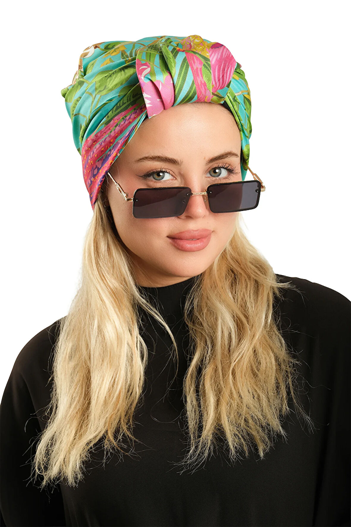 Yağ Yeşili Pratik Hazır Geçmeli Tesettür Bone İpek Desenli 2410_36