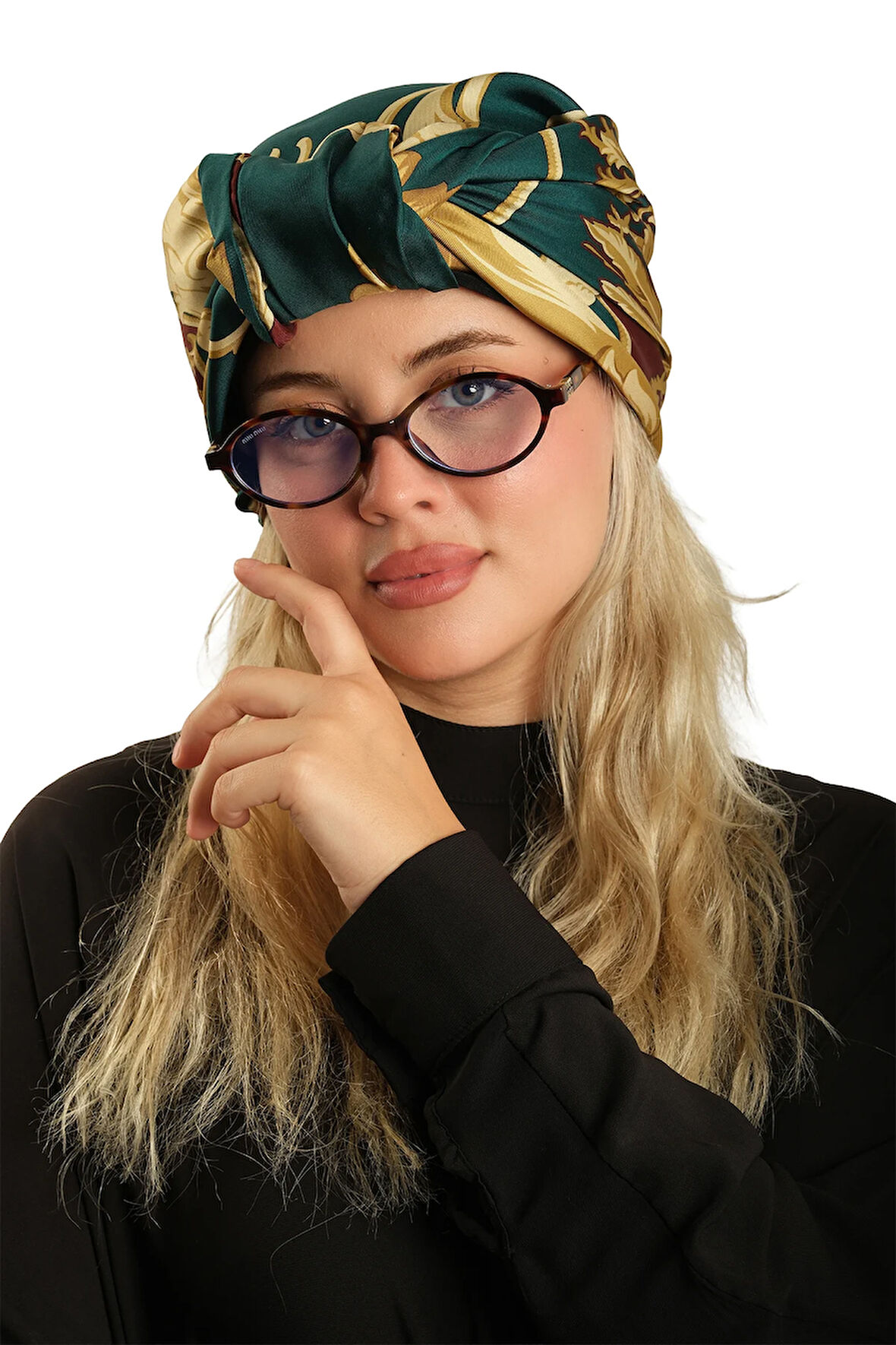 Zümrüt Pratik Hazır Geçmeli Tesettür Bone İpek Desenli 2410_37