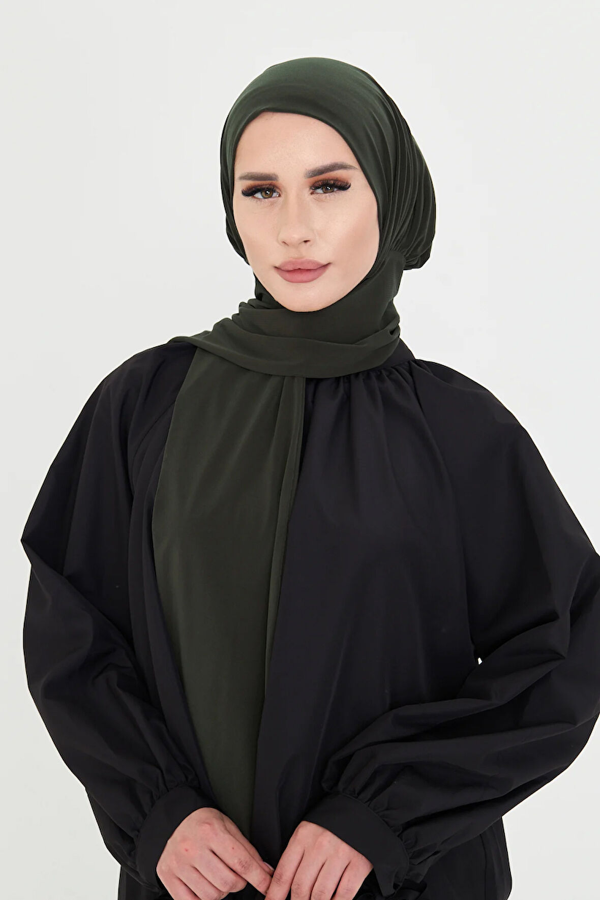 Haki Pratik Hazır Geçmeli Tesettür Bone Sandy Boyunluklu Çıtçıtlı 2505_09