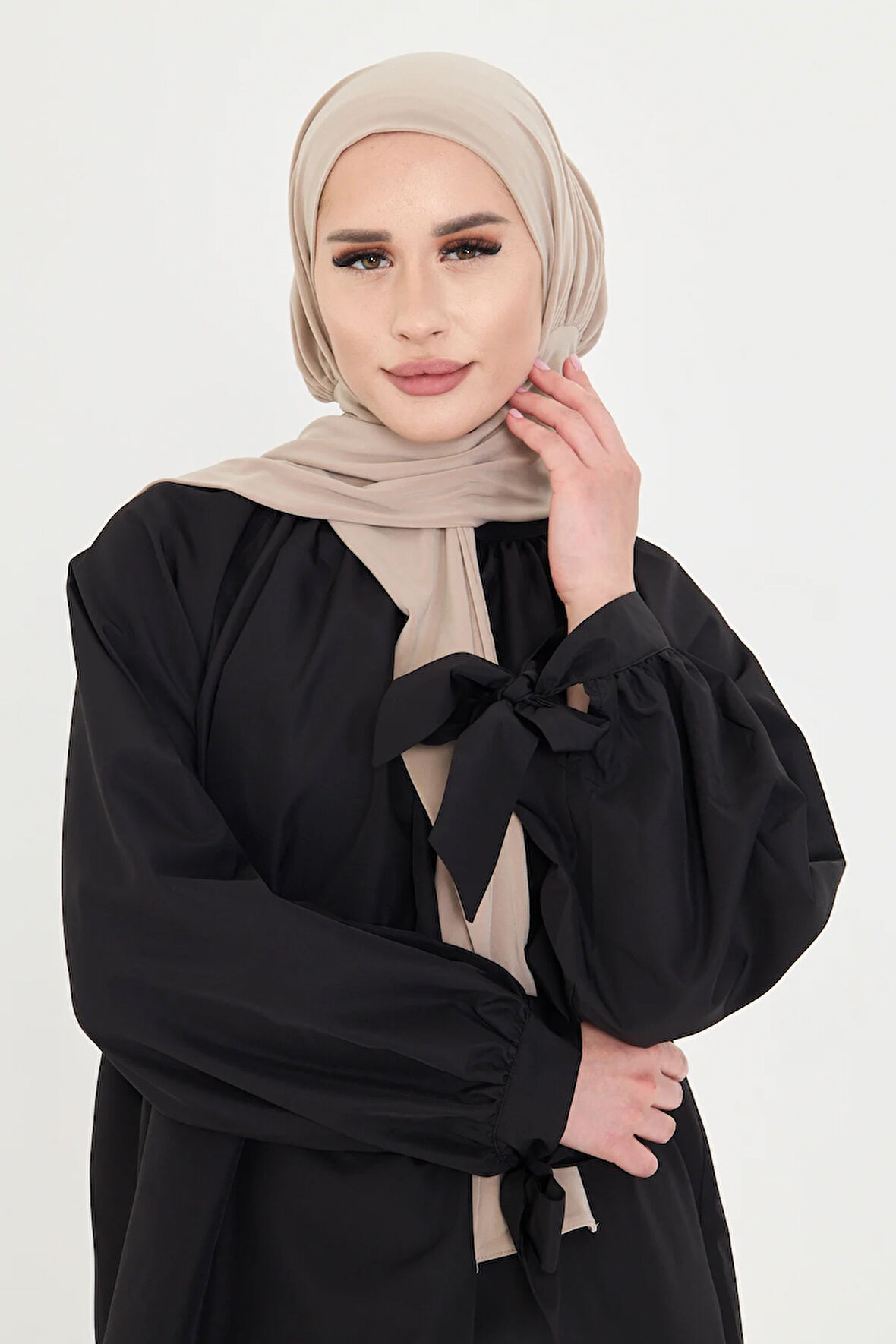 Sütlü Kahve Pratik Hazır Geçmeli Tesettür Bone Sandy Boyunluklu Çıtçıtlı 2505_26