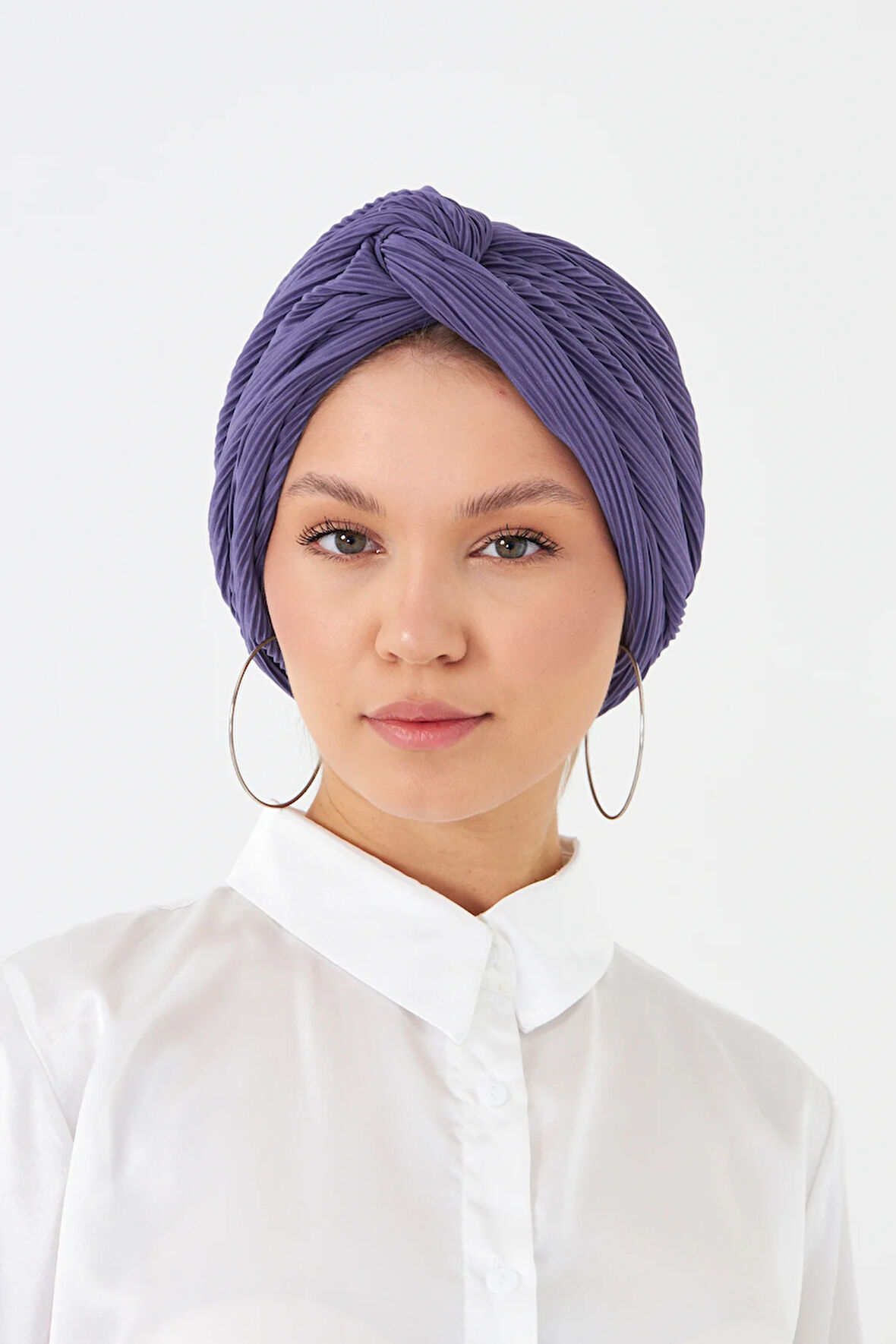 Mor Çapraz Büzgülü Tesettür Bone Fukuro Piliseli 2512_22