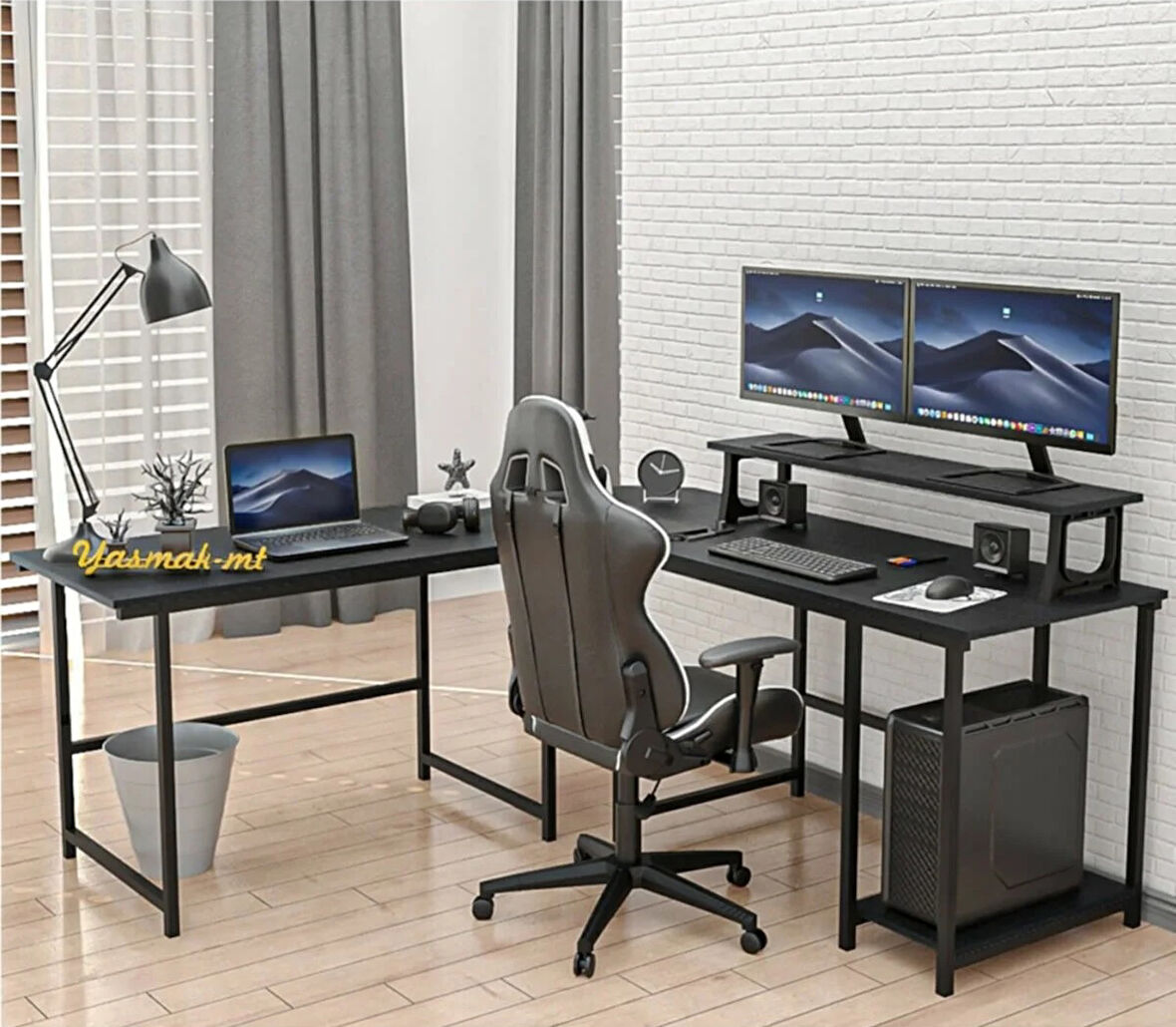  250-S Siyah l tipi Çalışma Oyun masası