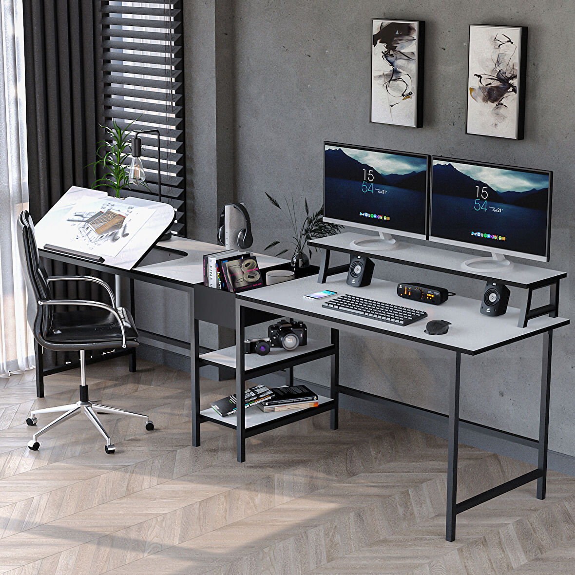 530-B Bilgisayar Masası, Ekstra Uzun İki Kişilik Masa, Oyun Masa 