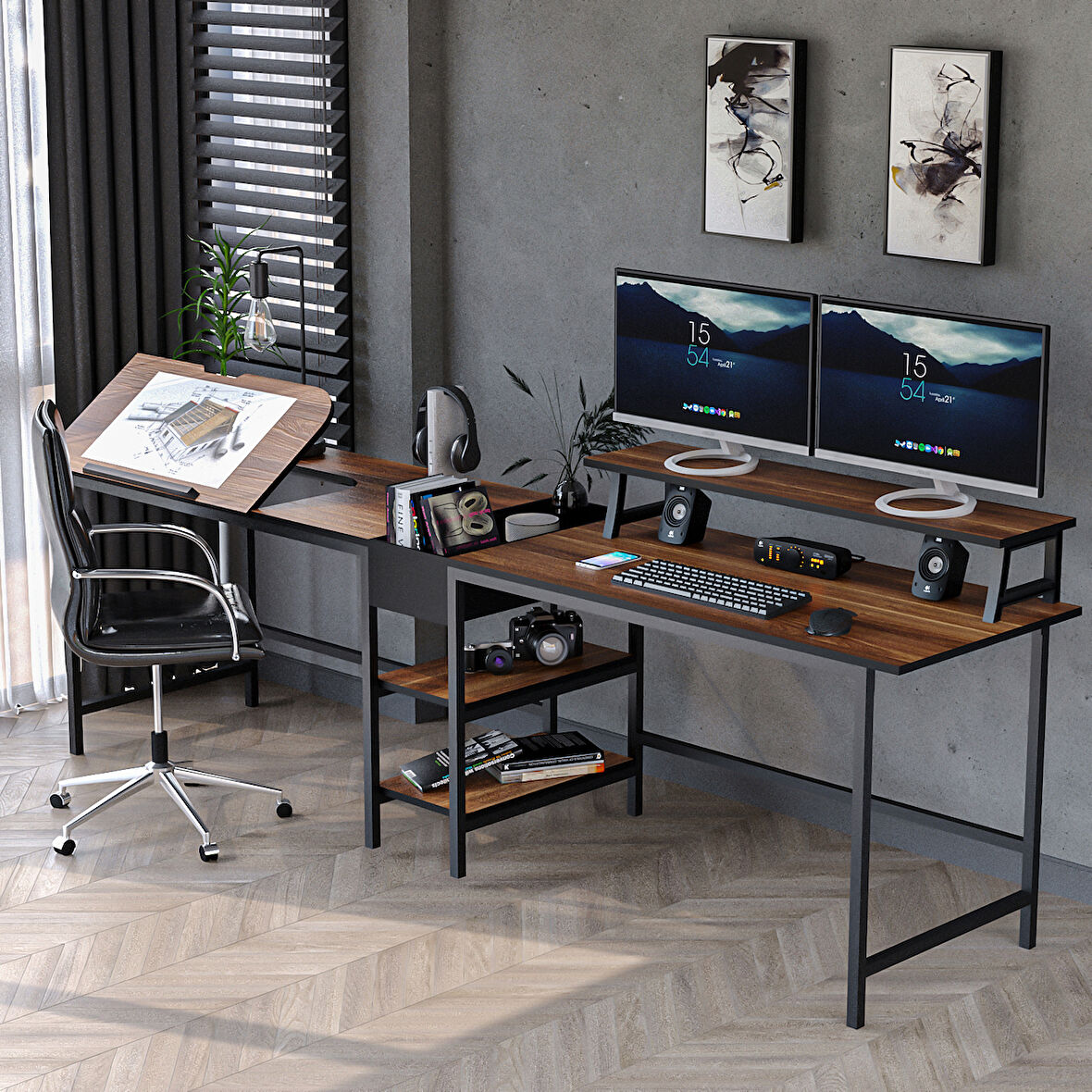  530-C Bilgisayar Masası, Ekstra Uzun İki Kişilik Masa, Oyun Masa