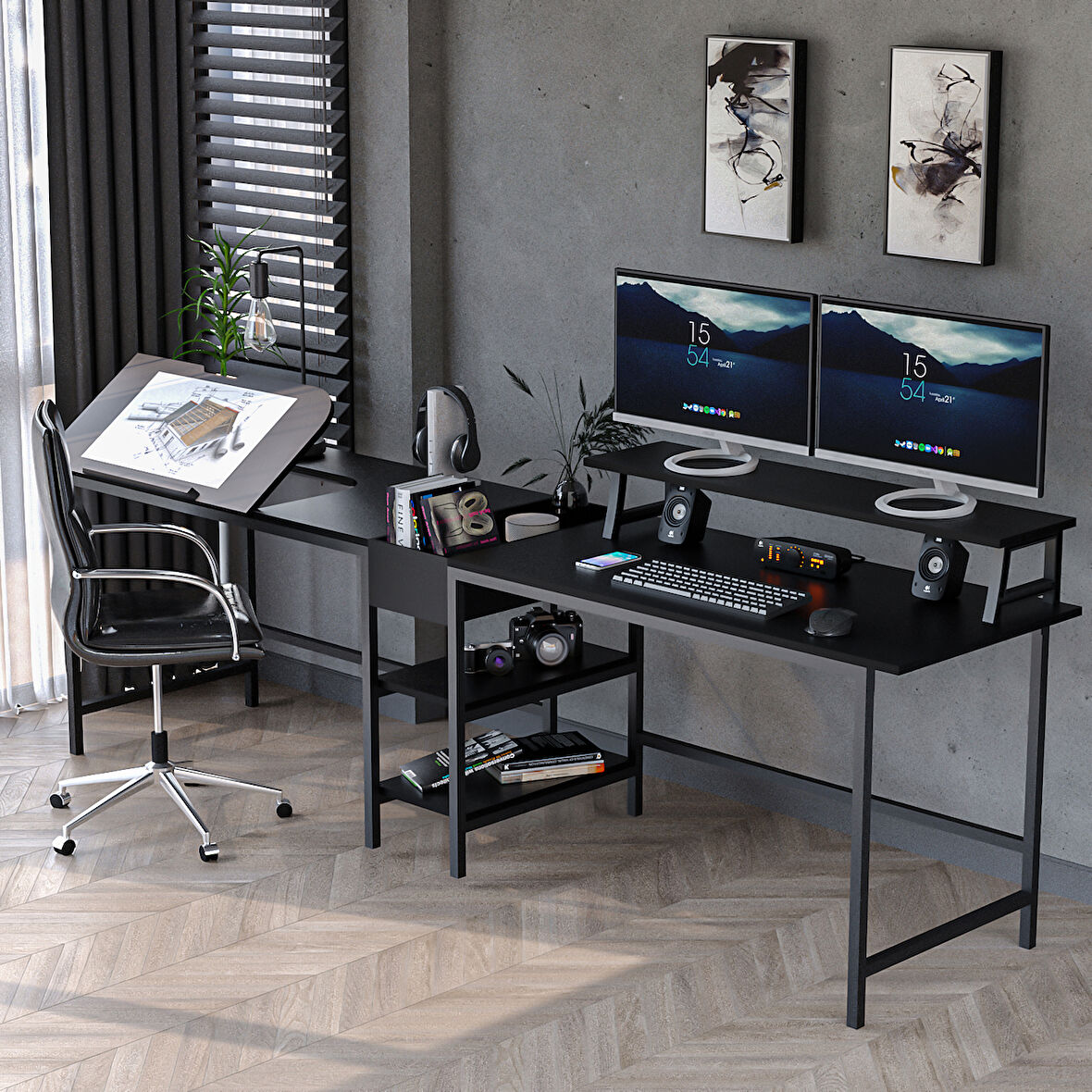 530-S Bilgisayar Masası, Ekstra Uzun İki Kişilik Masa, Oyun Masa 