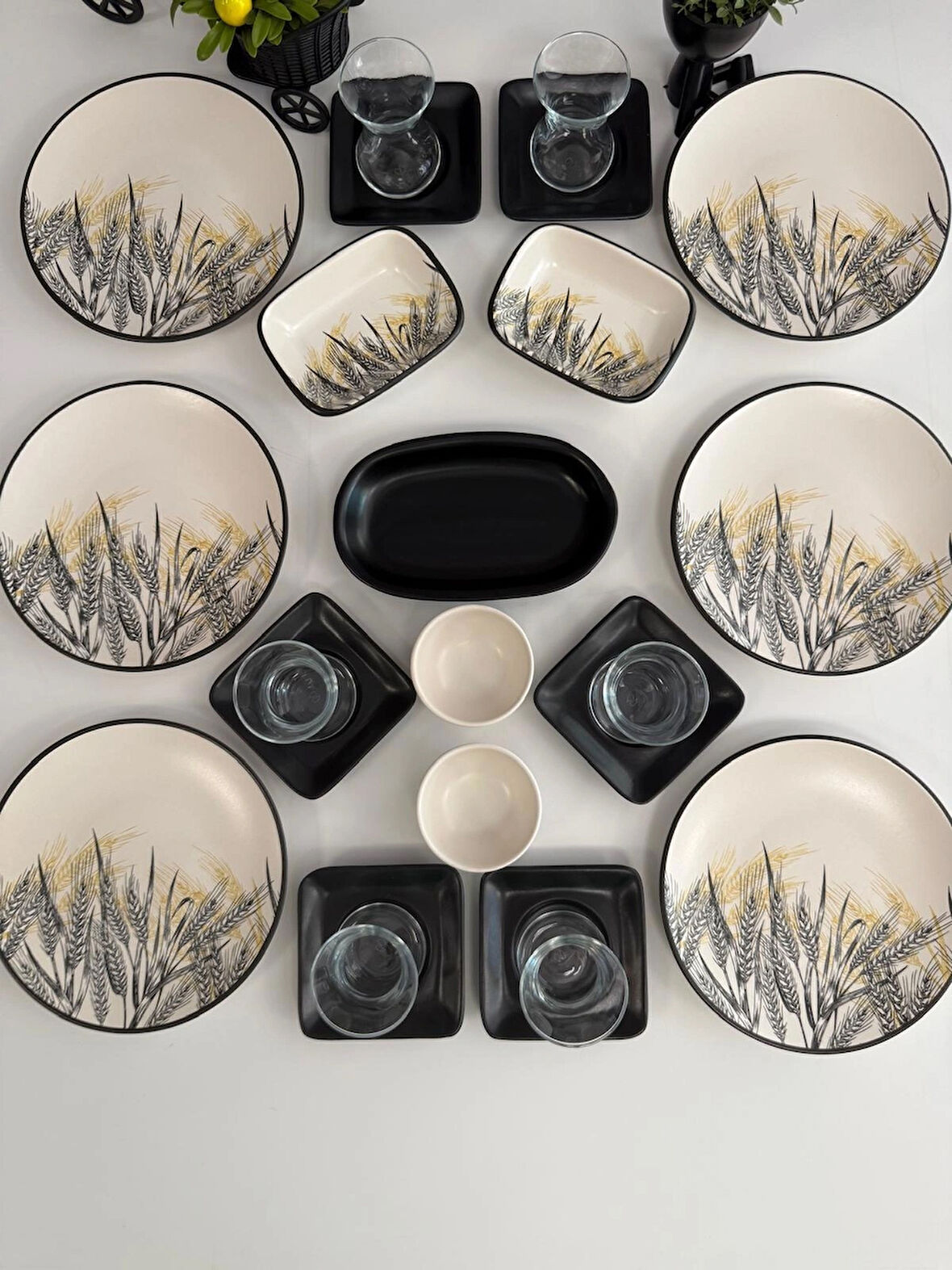 Takım Kahvaltı 23 Parça 6 Kişilik Mat Renkli Başak