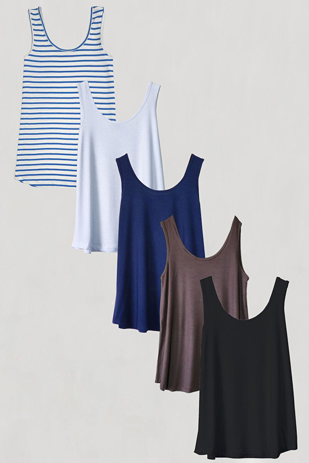 5 Adet A Kesim Pamuklu Kalın Askılı Atlet Tişört