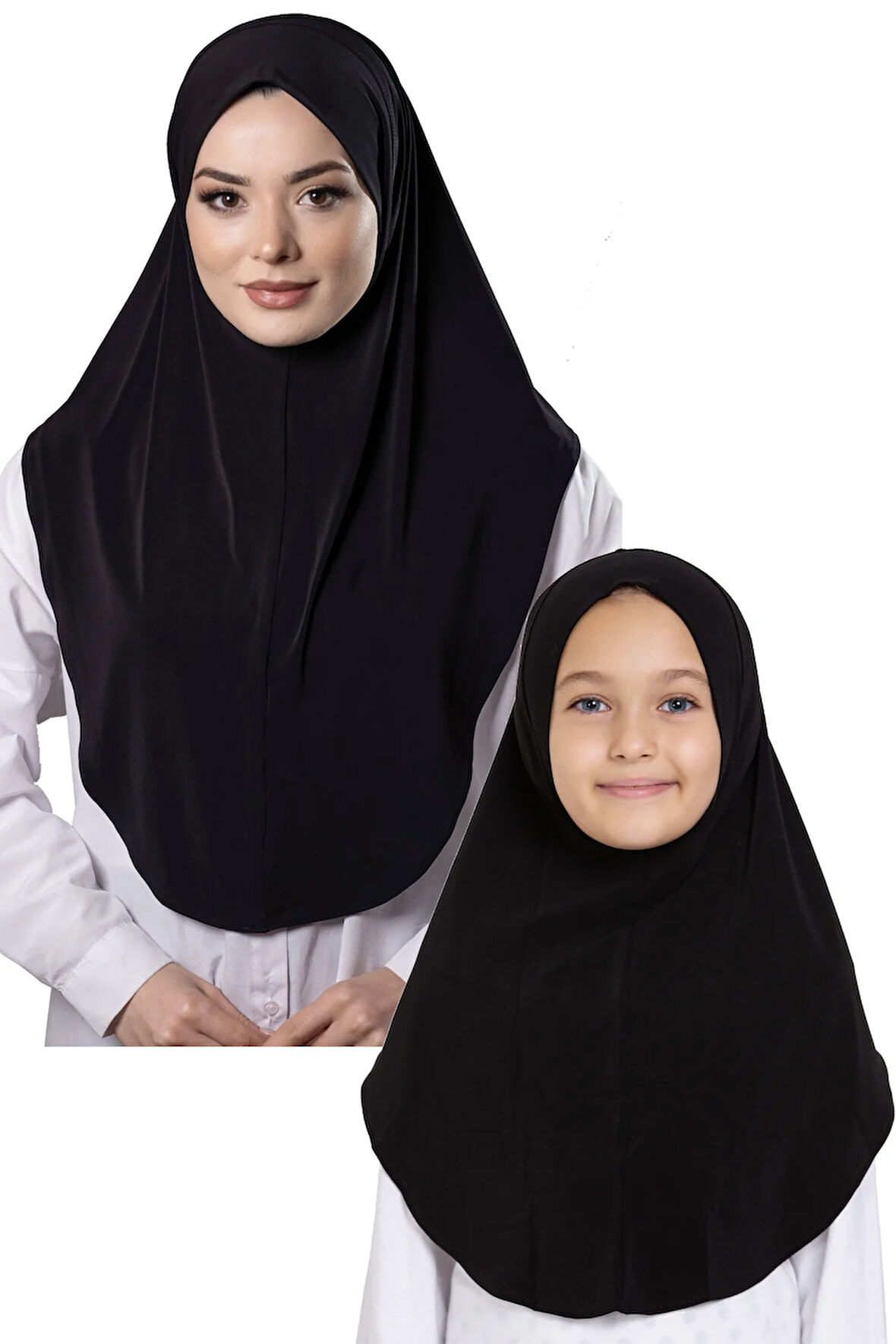 Siyah Pratik Anne Kız Kombin Tesettür Eşarp Sandy Düz Hijab 230812_01