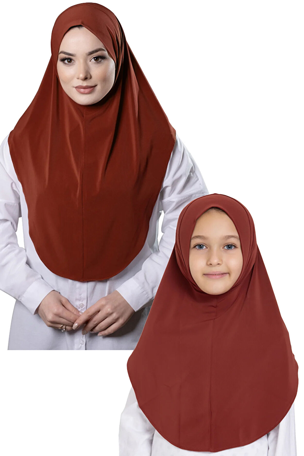 Kiremit Pratik Anne Kız Kombin Tesettür Eşarp Sandy Düz Hijab 230812_05