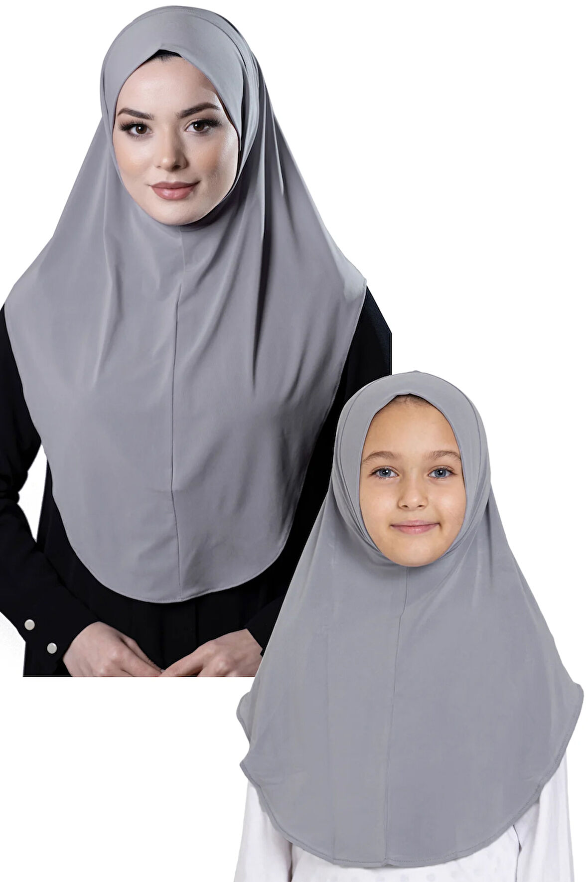 Gri Pratik Anne Kız Kombin Tesettür Eşarp Sandy Düz Hijab 230812_15