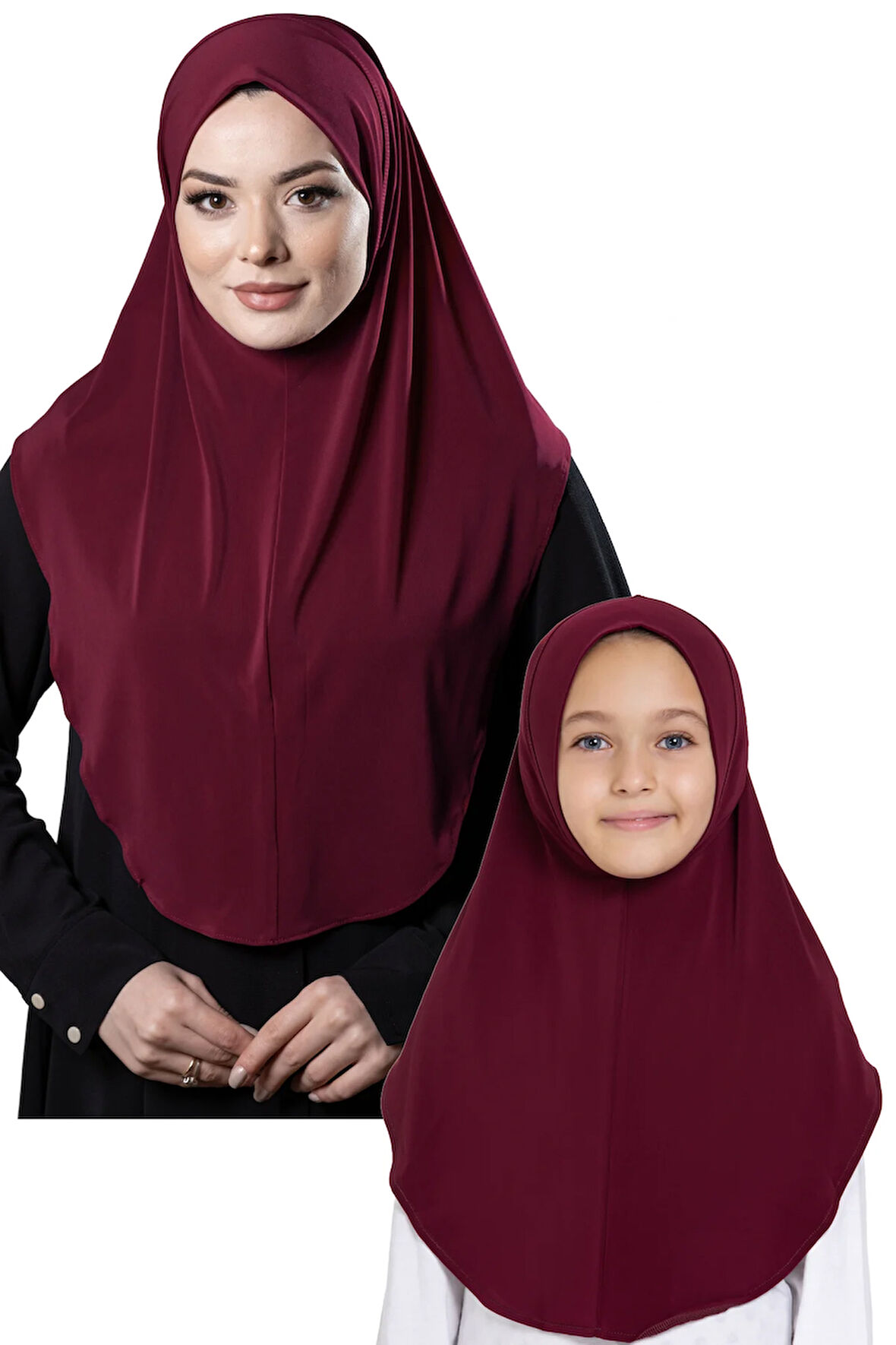 Bordo Pratik Anne Kız Kombin Tesettür Eşarp Sandy Düz Hijab 230812_16