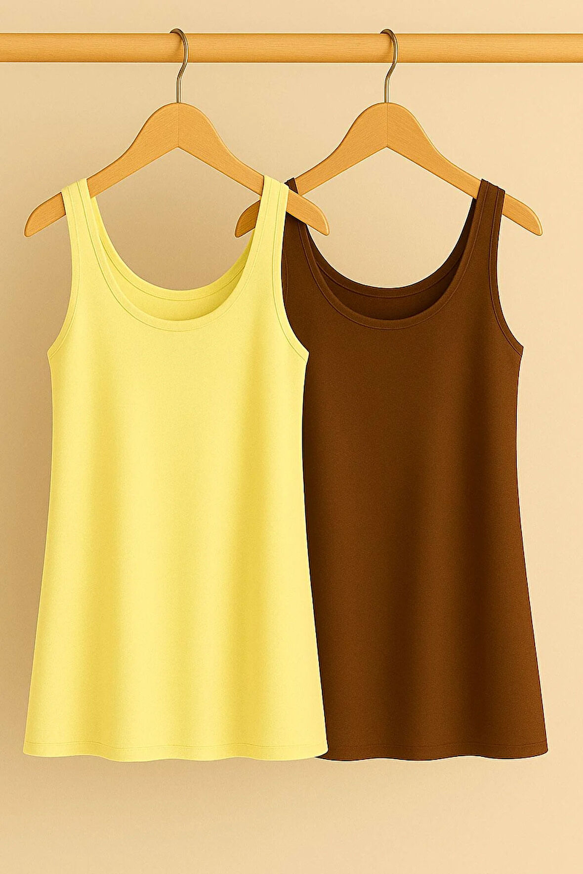 2 Adet A Kesim Rahat Kalıp Basic Kalın Askılı Atlet Tişört