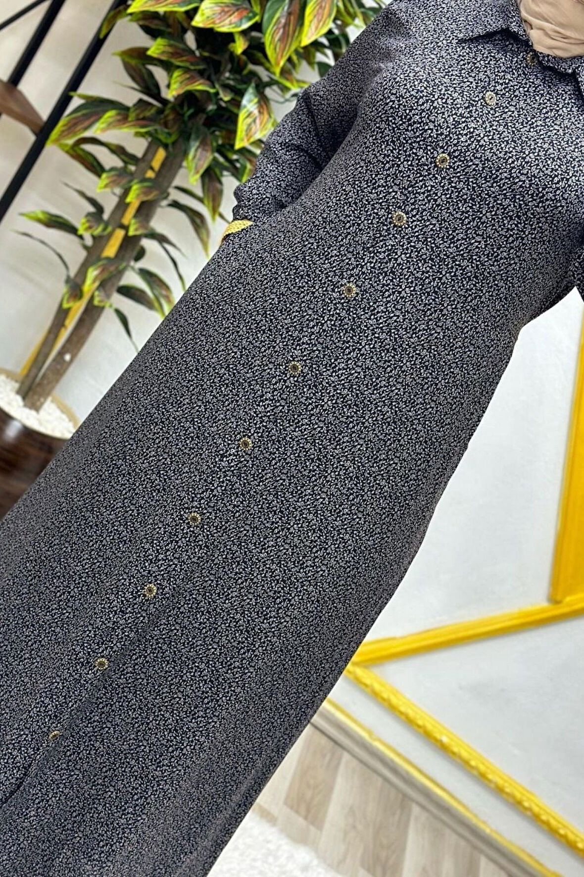 Kadın Tesettür Büyük Beden Giyim Çıtır Desen Gömlek Elbise 