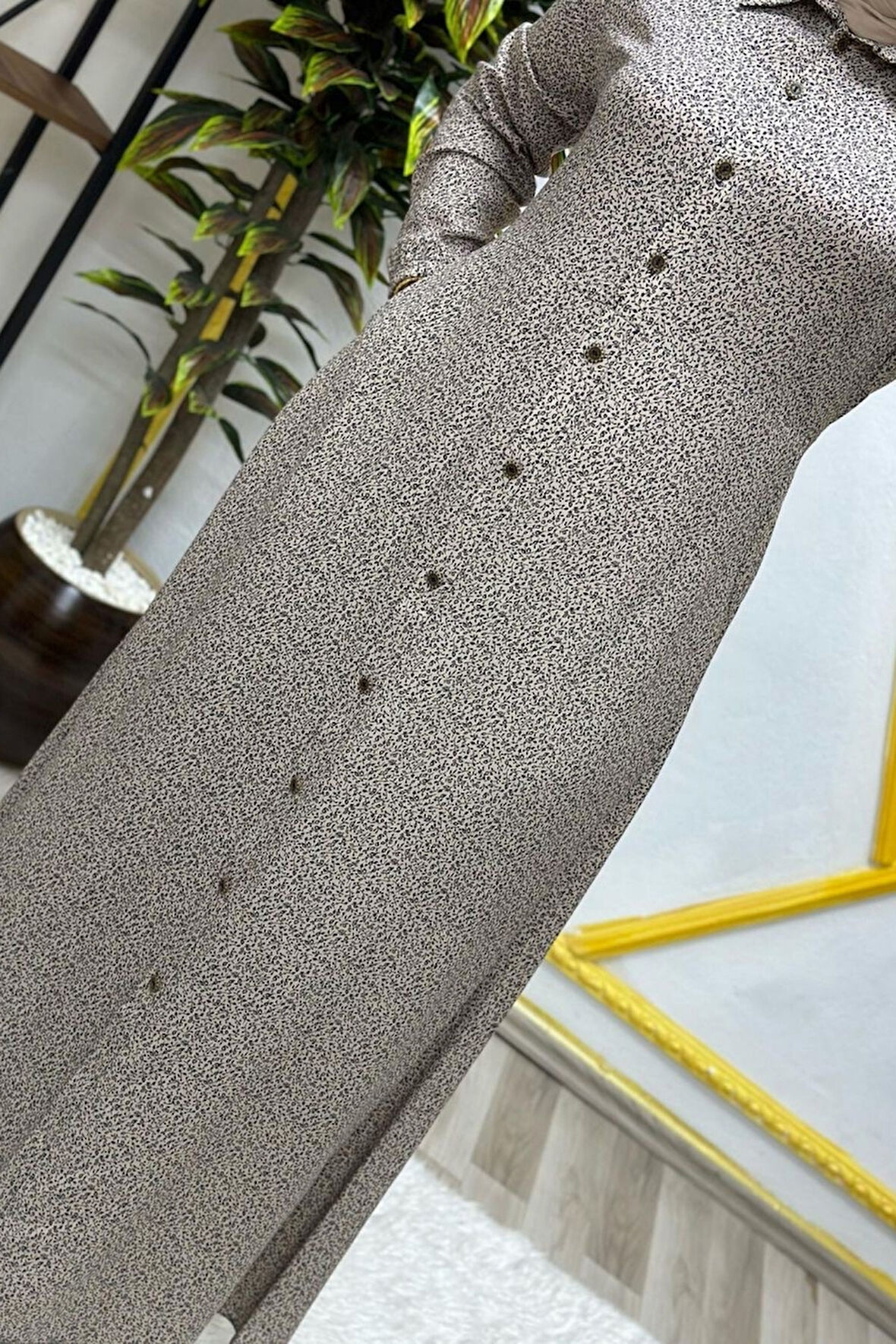 Kadın Tesettür Büyük Beden Giyim Çıtır Desen Gömlek Elbise 