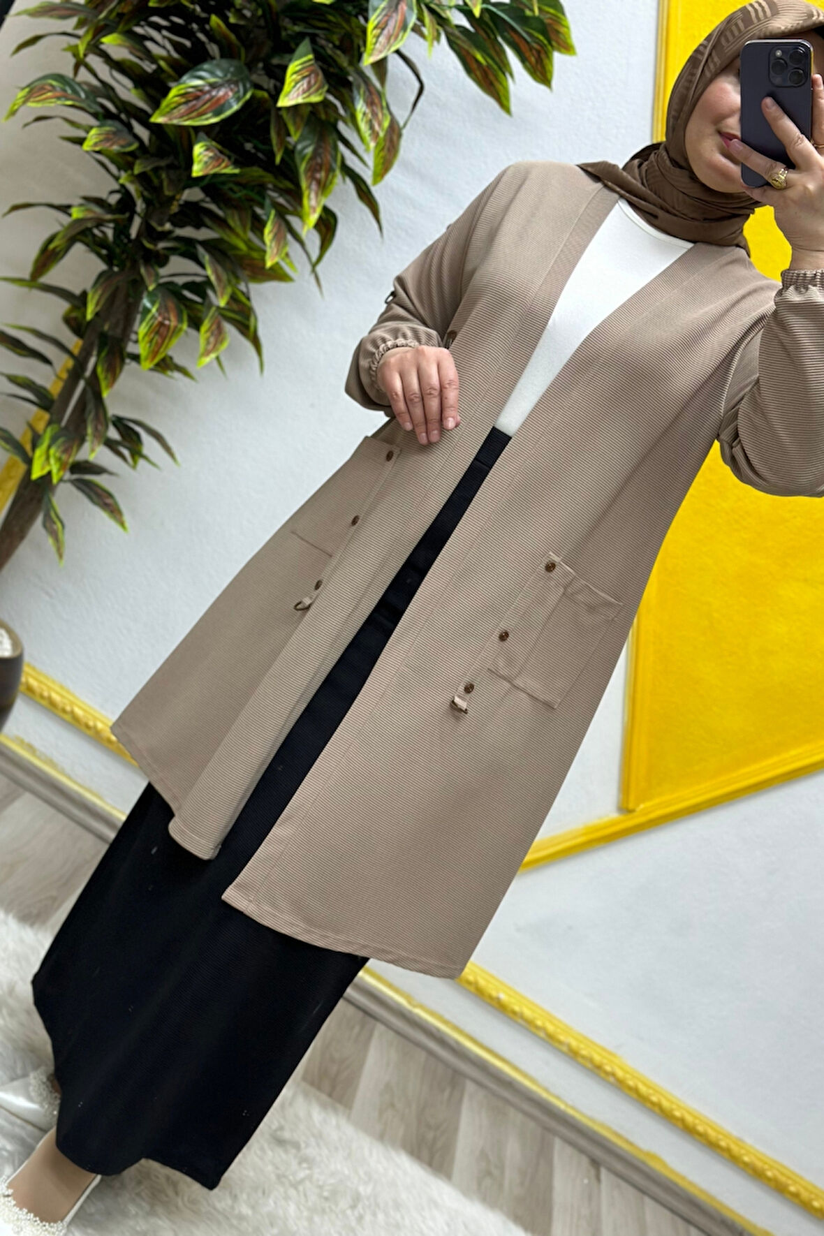 Kadın Büyük Beden Ottoman Cepli Çelik Hırka 