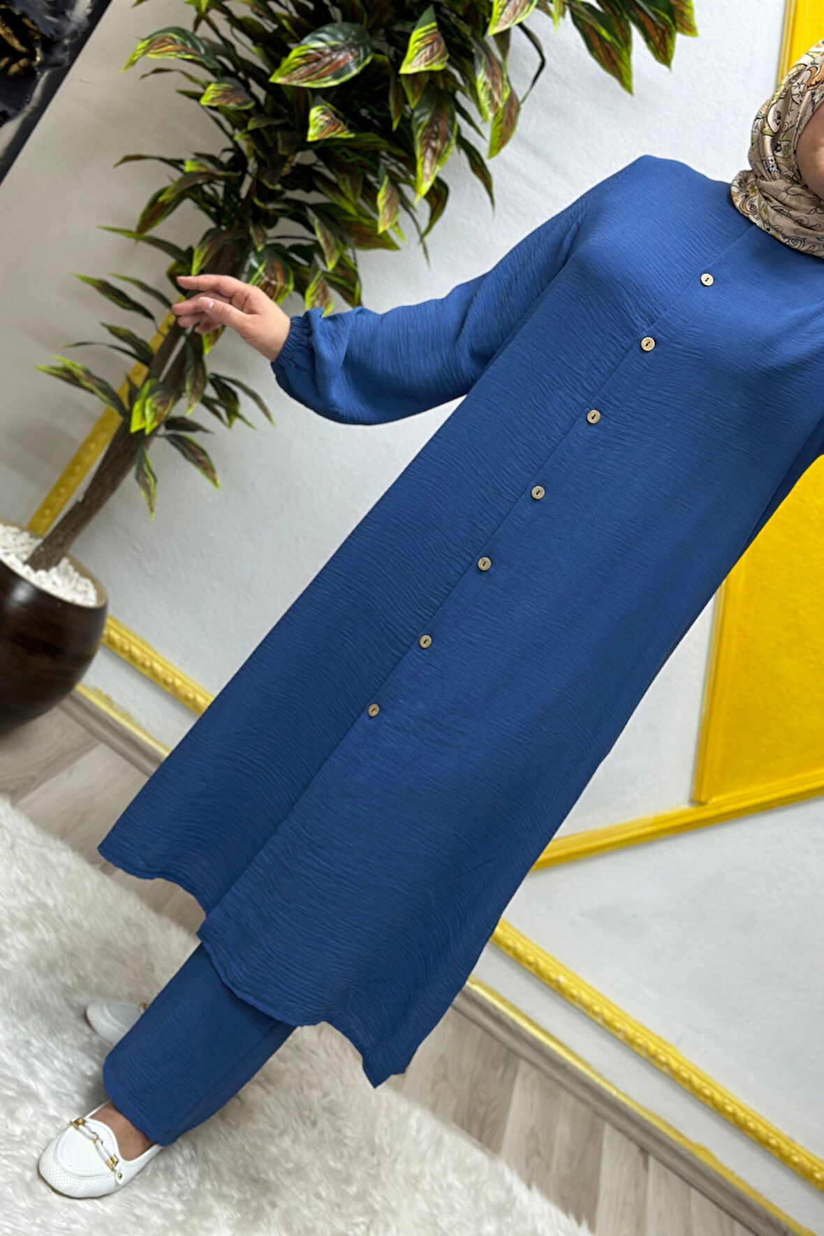 Kadın Tesettür Giyim Büyük Beden Pantolonlu Aerobin İkili Takım 