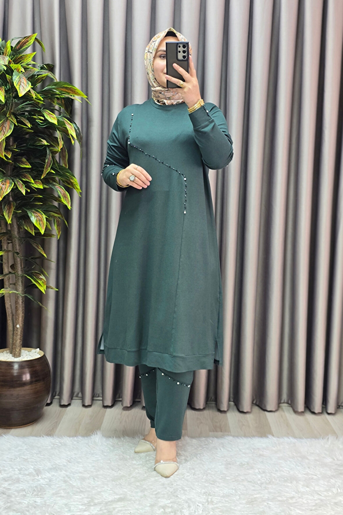 Kadın Tesettür Giyim Büyük Beden Mihra Pantolonlu İkili Takım 