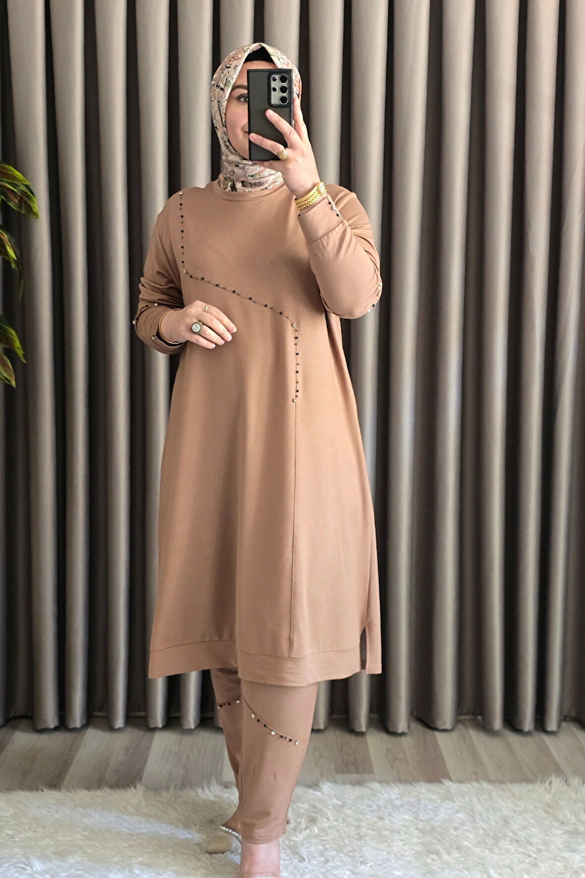 Kadın Tesettür Giyim Büyük Beden Mihra Pantolonlu İkili Takım 