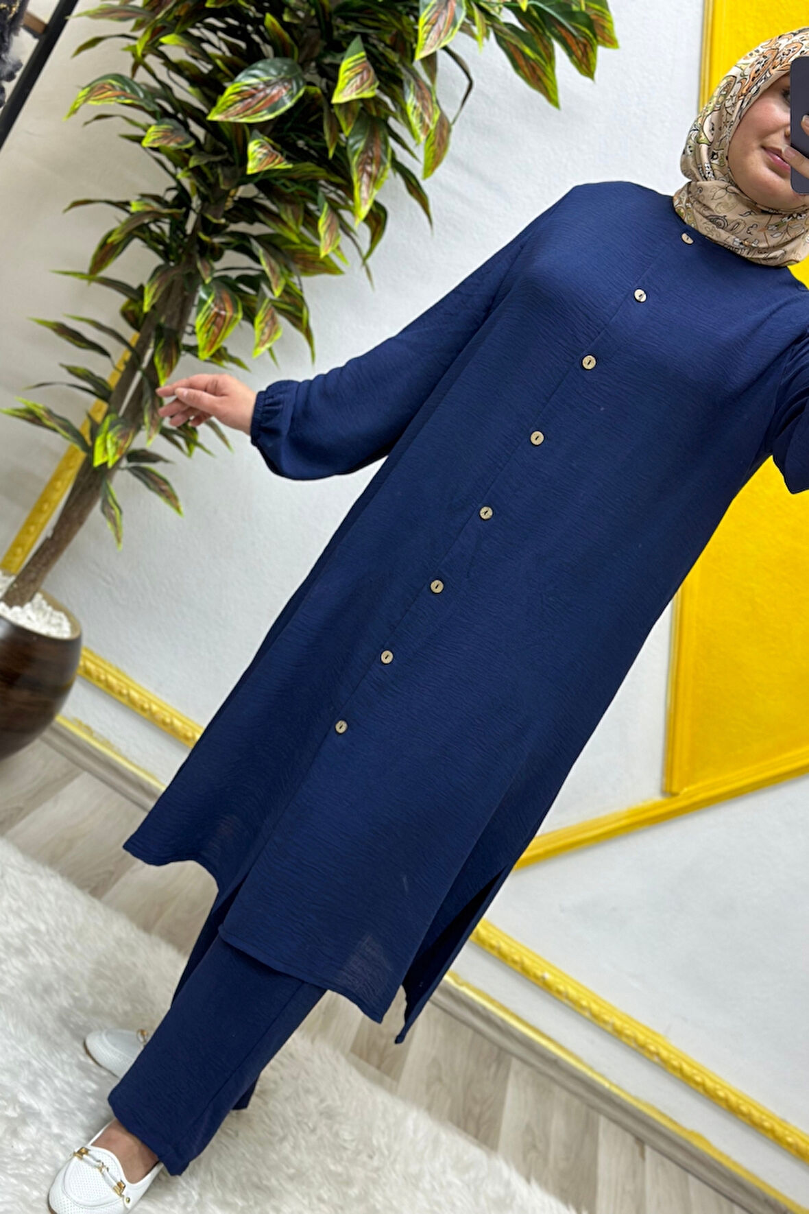 Kadın Tesettür Giyim Büyük Beden Pantolonlu Aerobin İkili Takım 