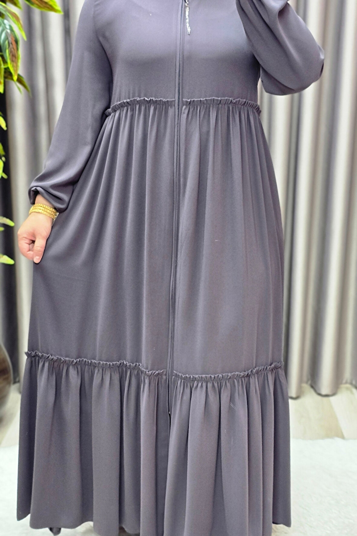 Kadın Tesettür Giyim Büyük Beden İki Katlı Ferace 