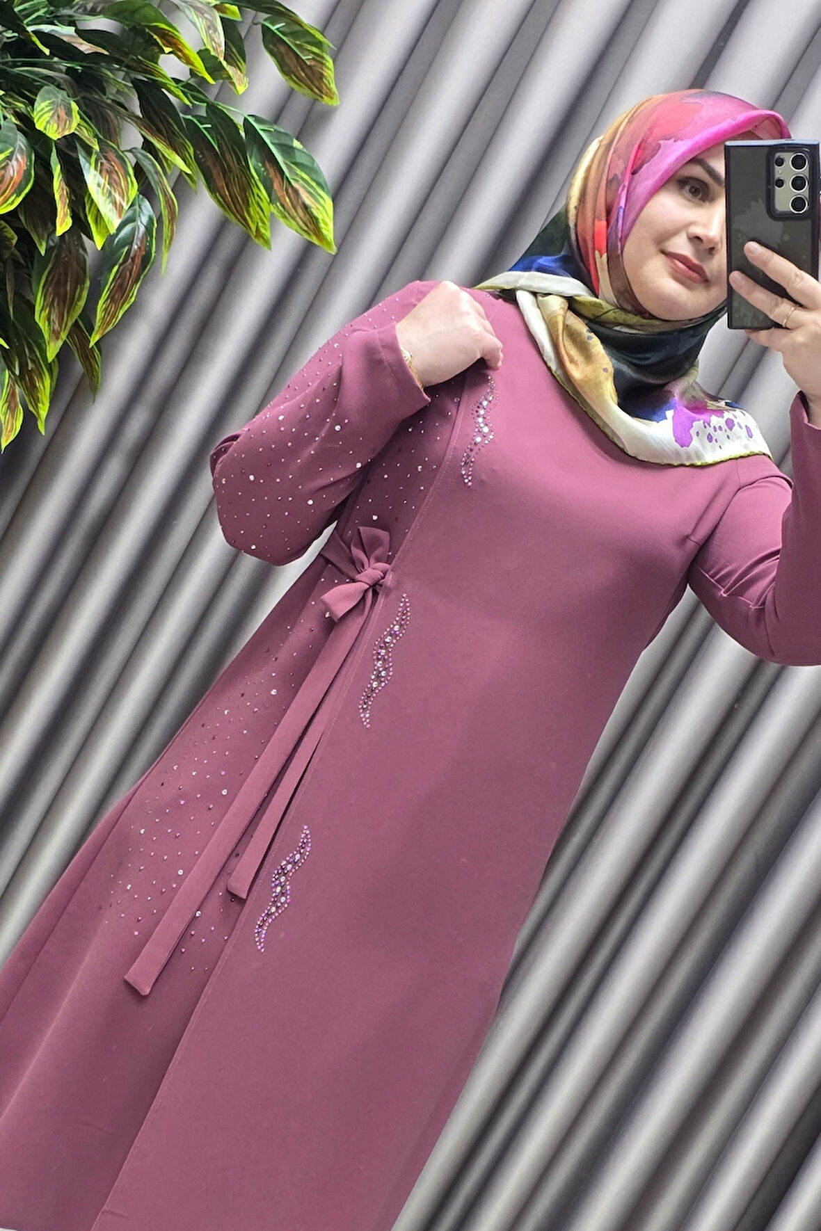 Kadın Tesettür Giyim Krep Abiye Tunik 