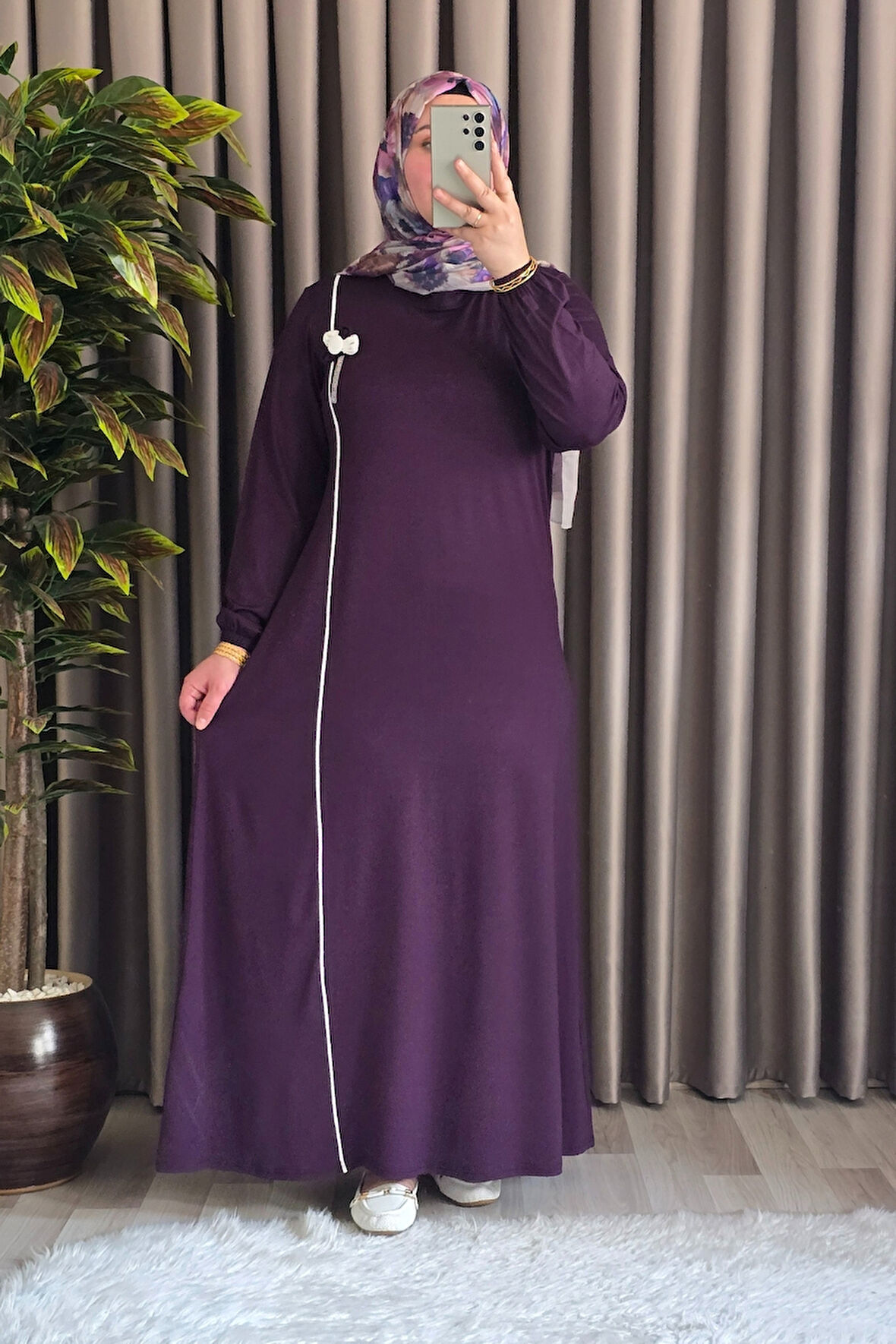 Kadın Tesettür Giyim Büyük Beden Şuğra Çiçekli Elbise 