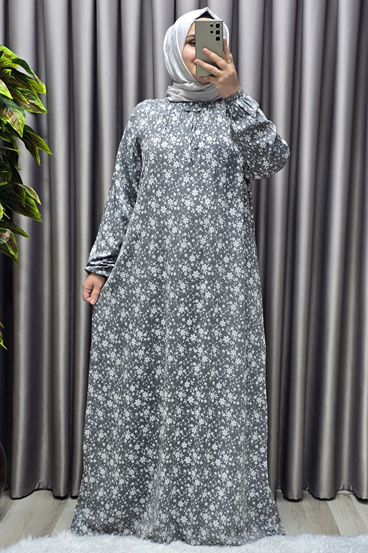 Kadın Tesettür Giyim Büyük Beden Tansel Keten Nida 2 Elbise